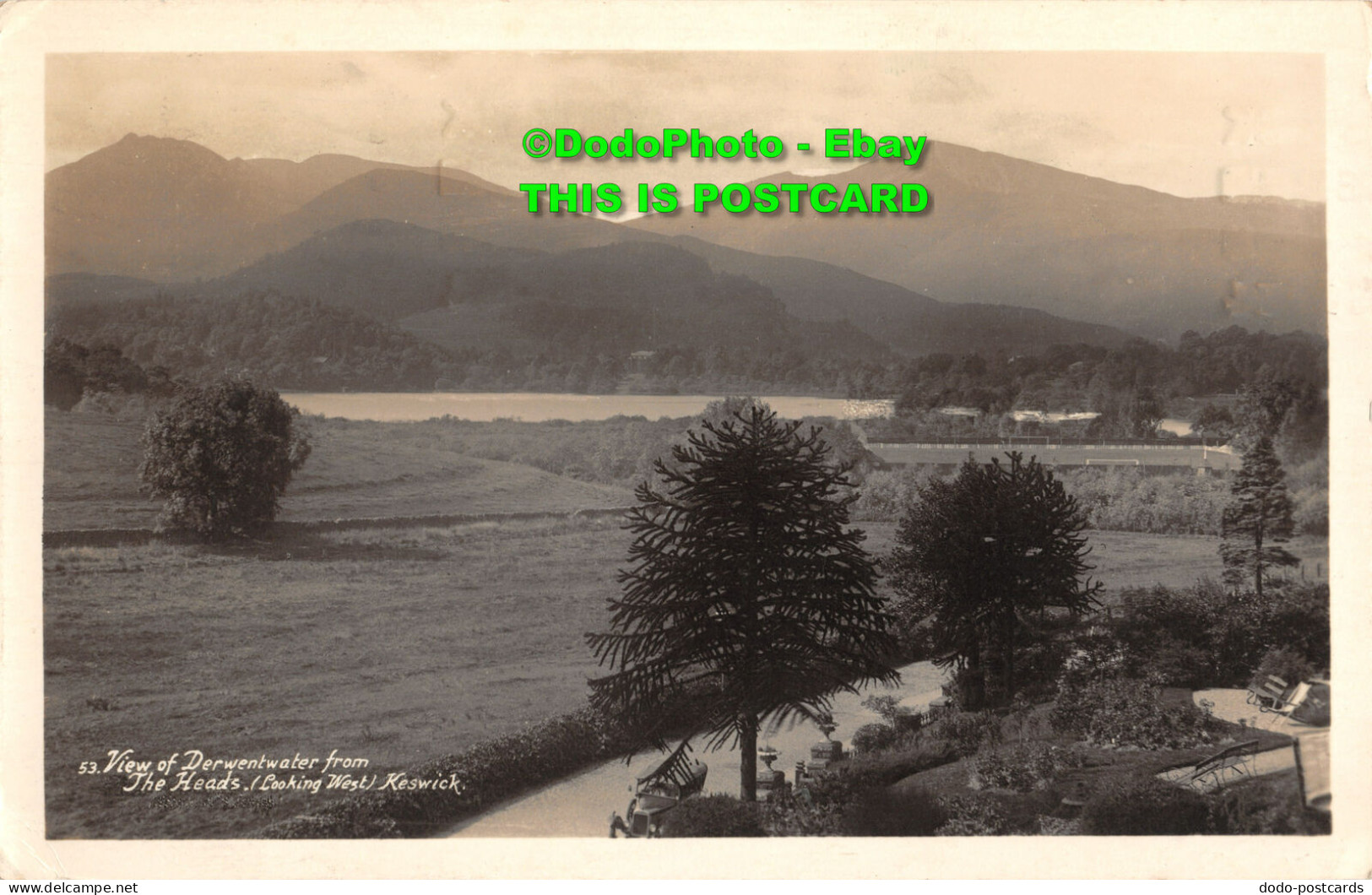 R453771 View Of Derwentwater From The Heads. Looking West Keswick. 53. RP. 1934 - World