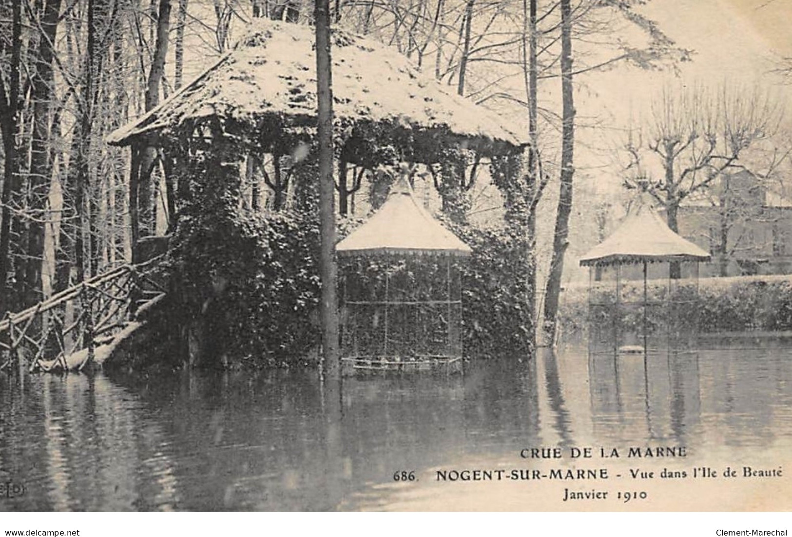 NOGENT-sur-MARNE : Crue De La Marne Vue Dans L'ile De Beauté Janvier 1910 - Tres Bon Etat - Nogent Sur Marne