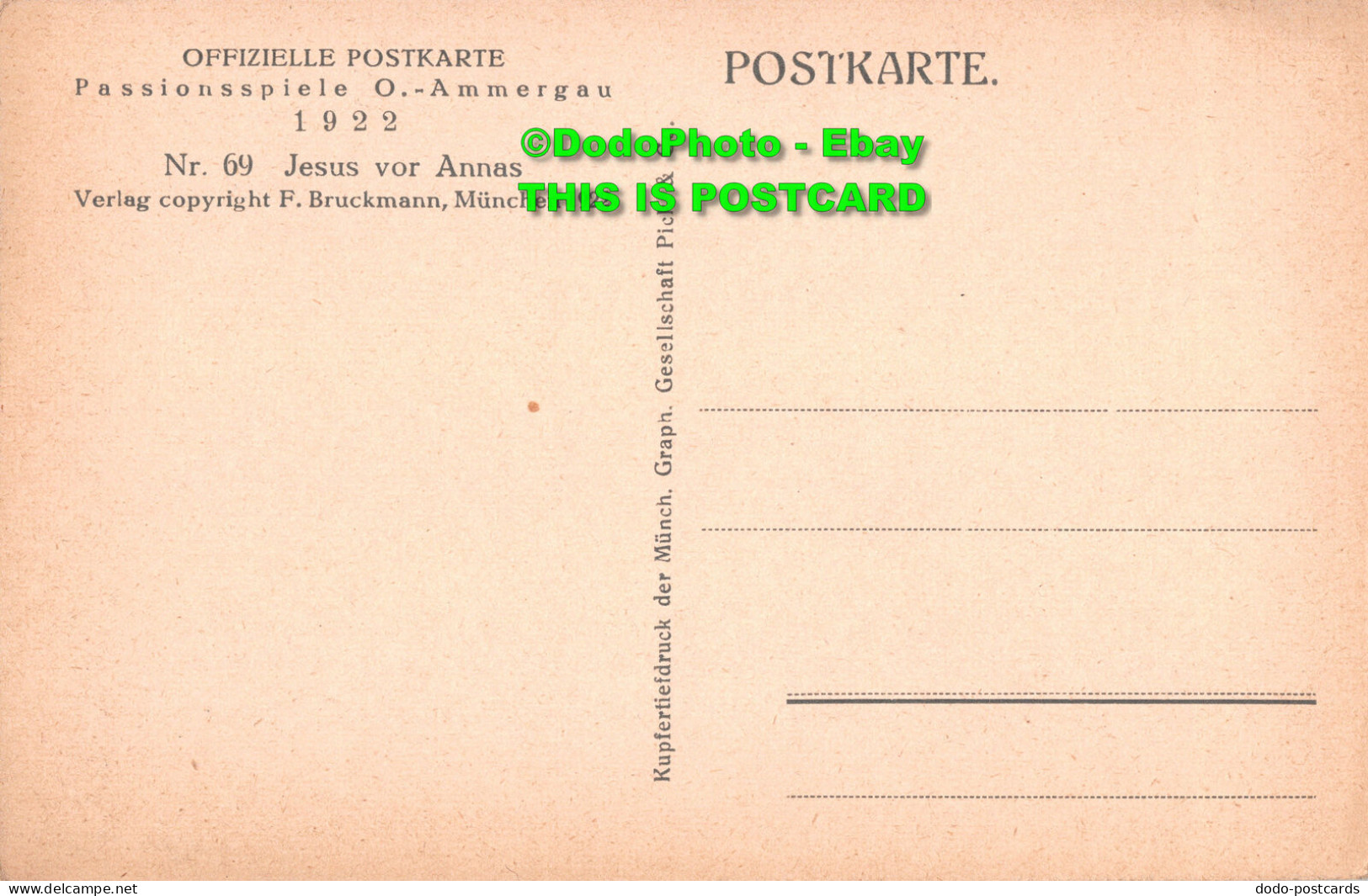 R453779 Jesus Vor Annas. Nr. 69. 1922. F. Bruckmann. Traut Phot. Pick And Co - World