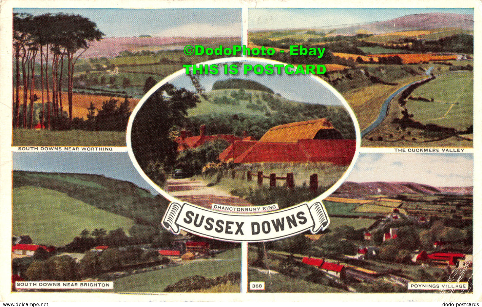 R453615 Sussex Downs. 368. Post Card. 1958 - World