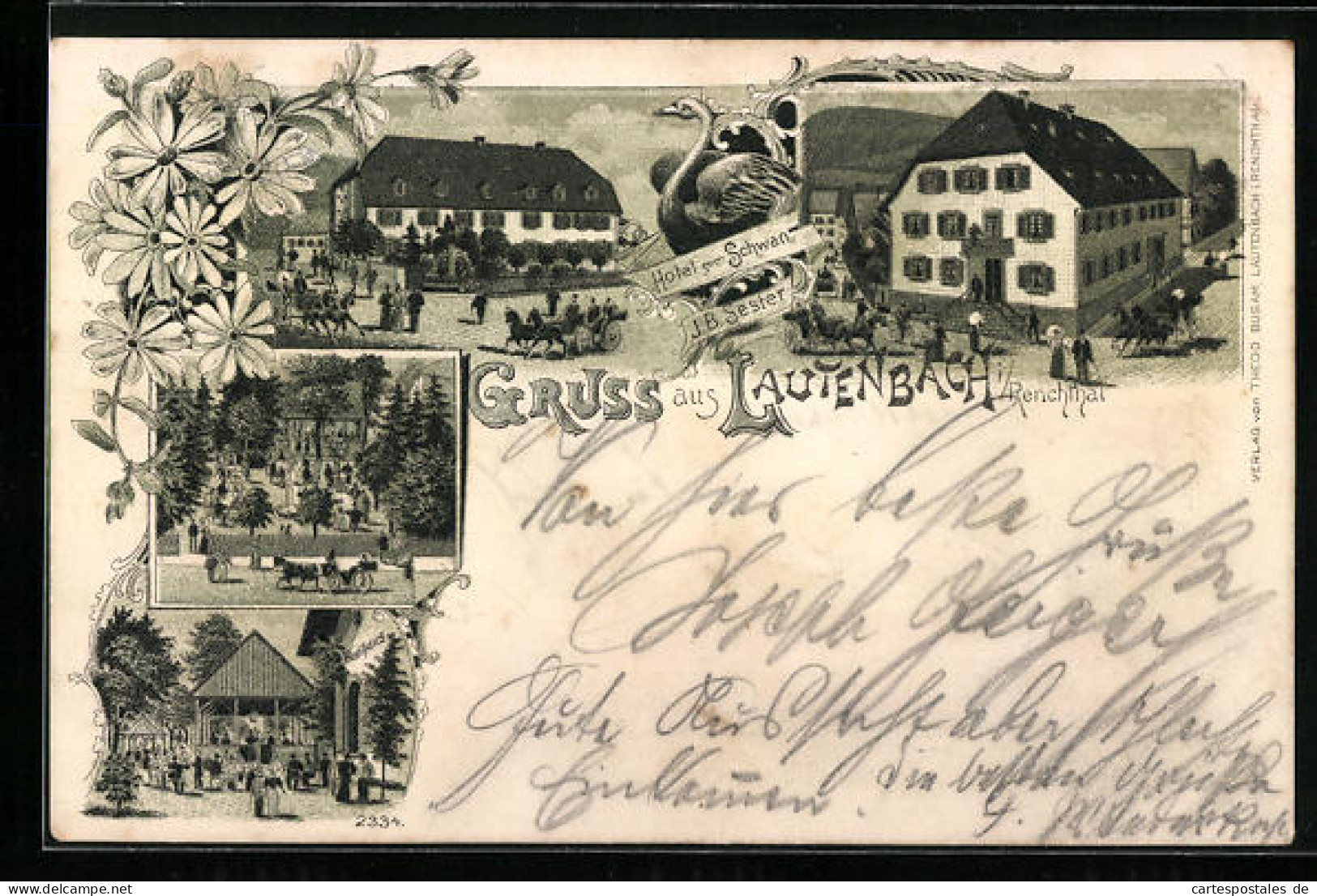 Lithographie Lautenbach I. Renchthal, Hotel Zum Schwan Von J. B. Sester  - Other & Unclassified