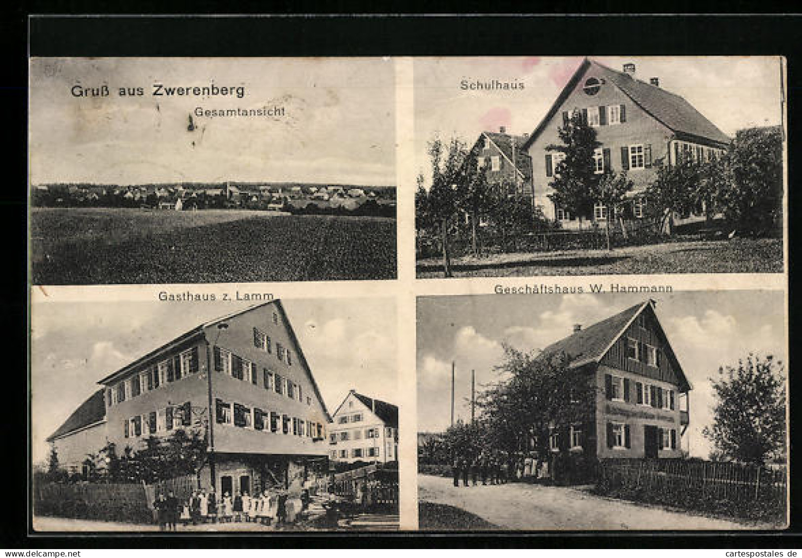 AK Zwerenberg, Gasthaus Zum Lamm, Geschäftshaus W. Hammann, Schulhaus  - Other & Unclassified