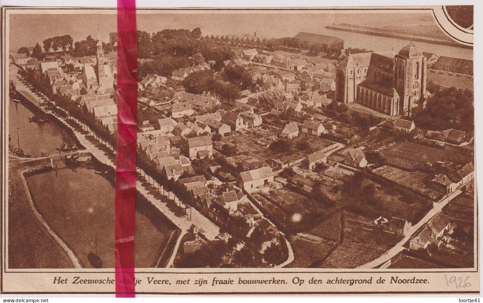 Veere - Luchtfoto - Orig. Knipsel Coupure Tijdschrift Magazine - 1926 - Zonder Classificatie