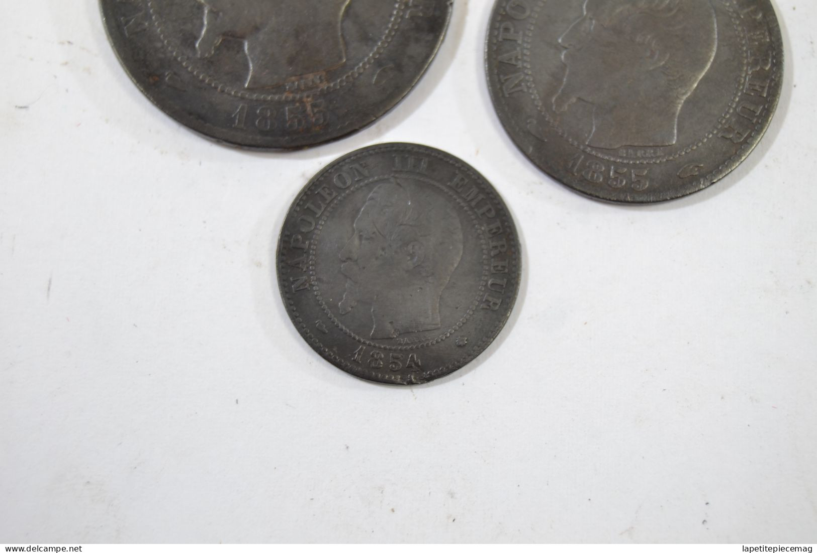 Lot Monnaies Napoléon III 3, 2 Centimes 1854, 5 Centimes 1855, 10 Centimes 1855. - Autres & Non Classés