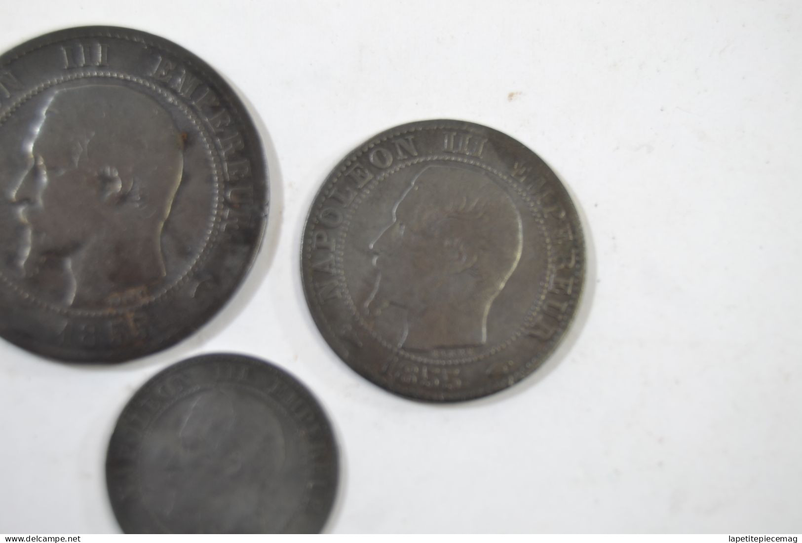 Lot Monnaies Napoléon III 3, 2 Centimes 1854, 5 Centimes 1855, 10 Centimes 1855. - Other & Unclassified