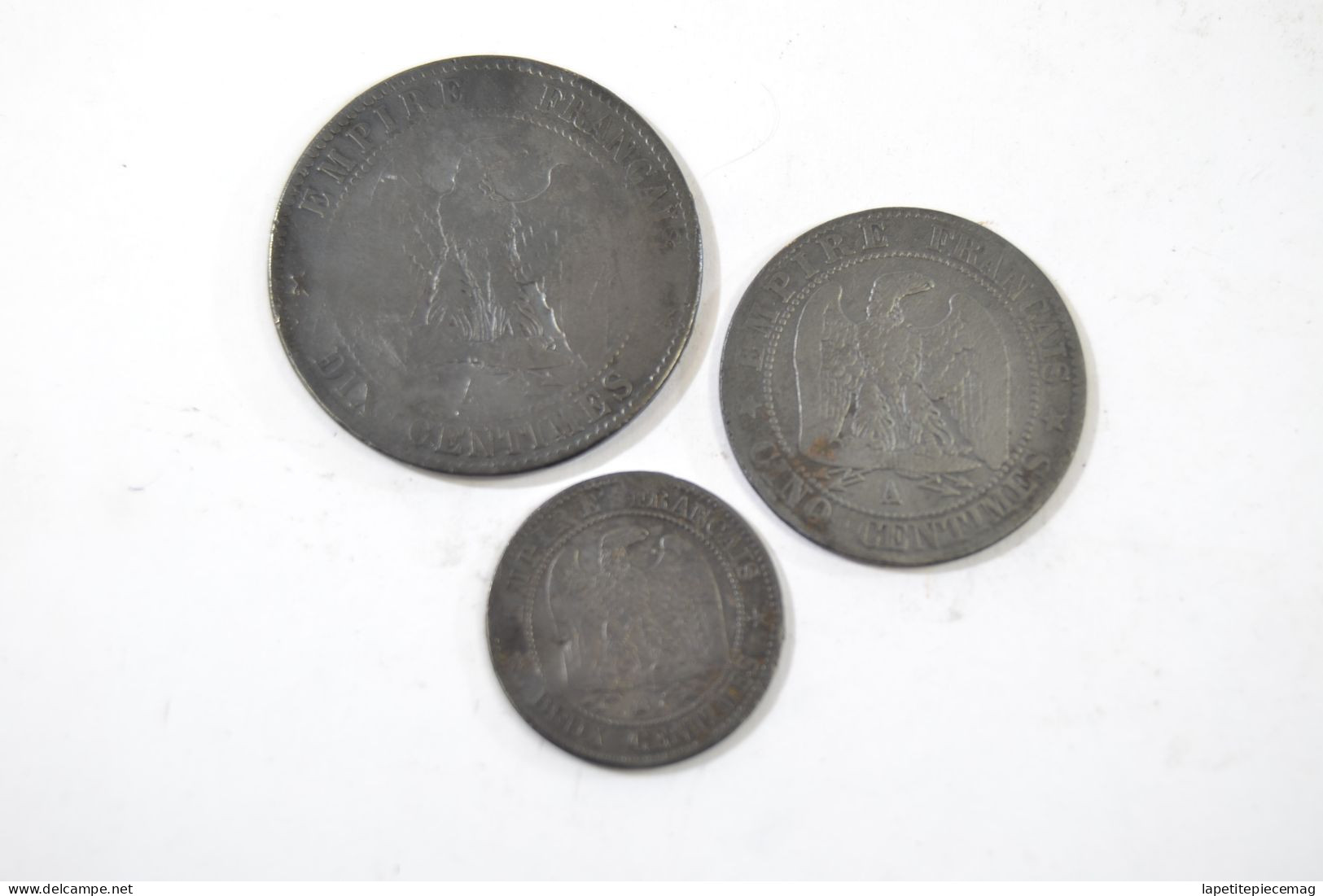 Lot Monnaies Napoléon III 3, 2 Centimes 1854, 5 Centimes 1855, 10 Centimes 1855. - Other & Unclassified