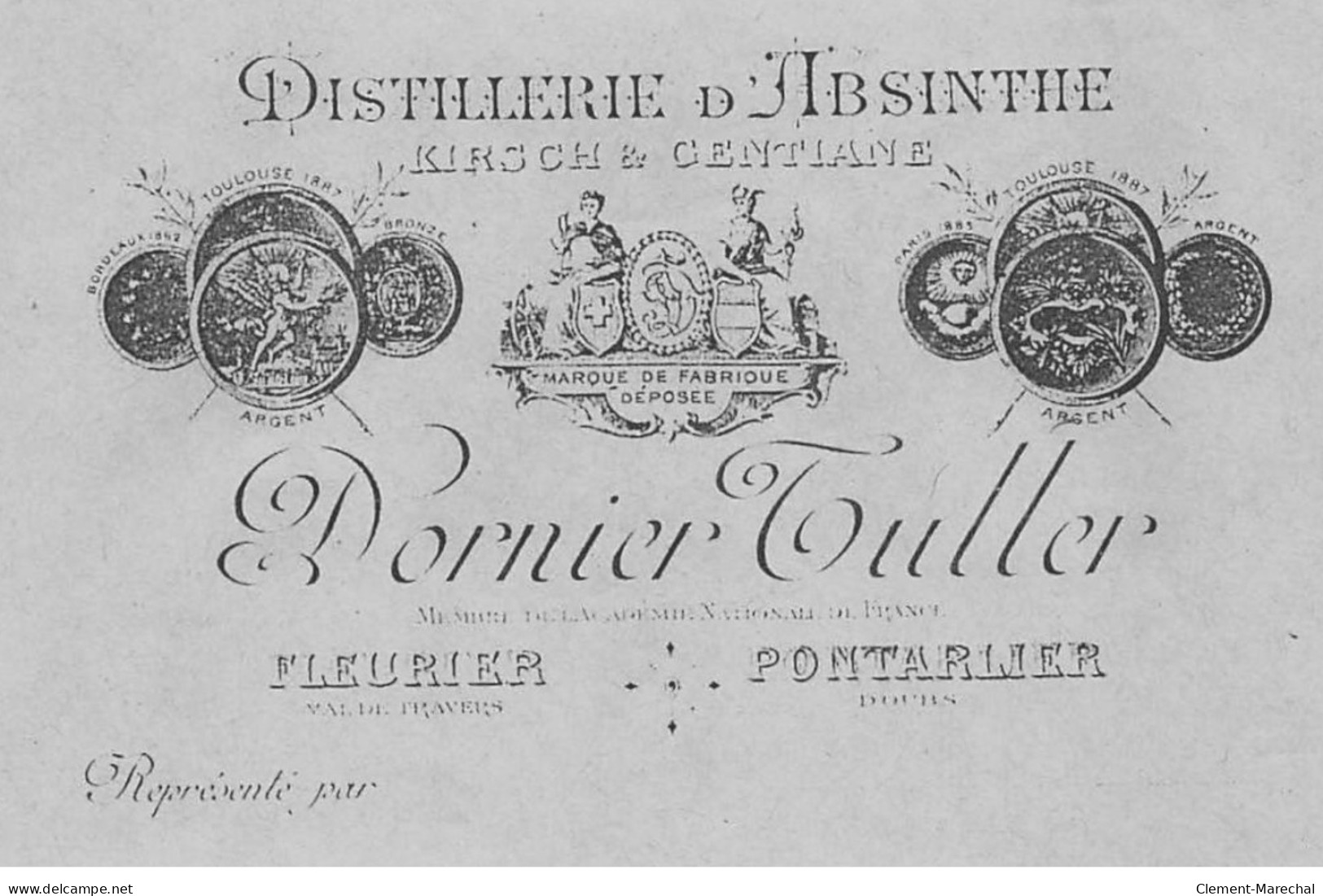 PONTARLIER : Enveloppe, Publicité Absinthe Dornier Tuller Fleurier - Tres Bon Etat - Pontarlier