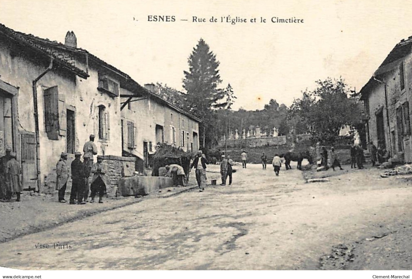 ESNES : Rue De L'eglise Et Le Cimetiere - Tres Bon Etat - Andere & Zonder Classificatie