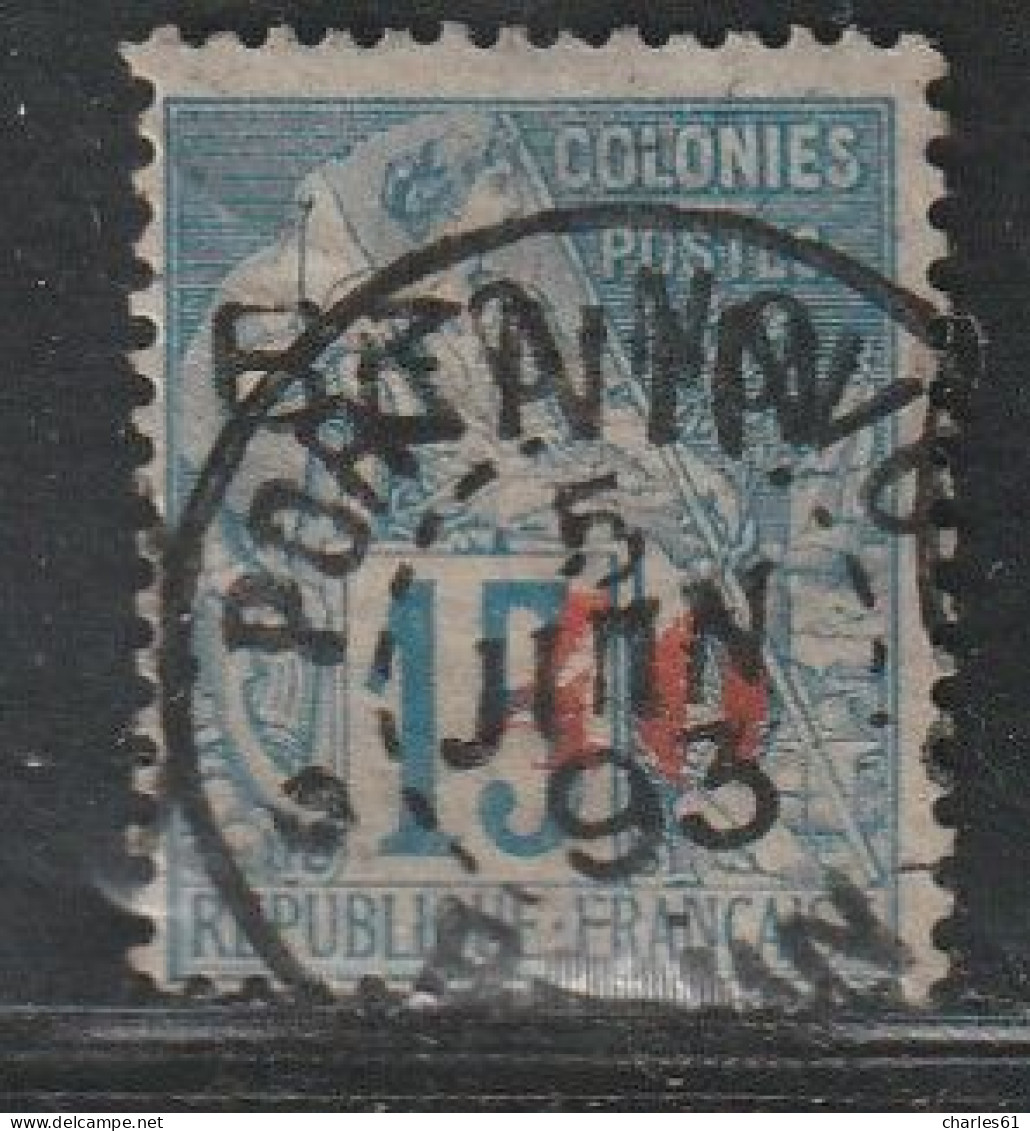 BENIN - N°15 Obl (1892) 40 Sur 15c Bleu - Gebraucht