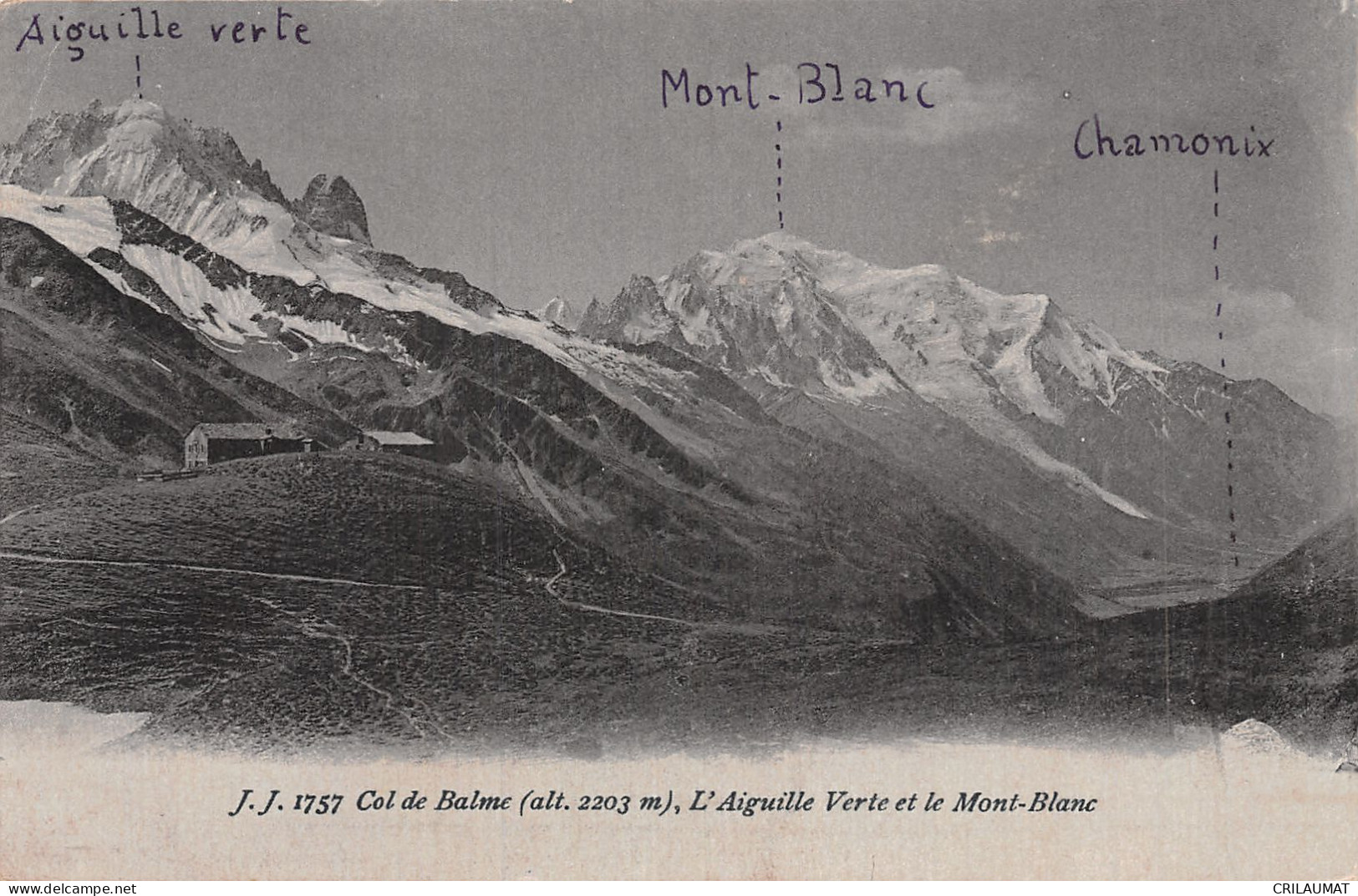 74-COL DE BALME AIGUILLE VERTE ET LE MONT BLANC-N°5148-G/0011 - Sonstige & Ohne Zuordnung