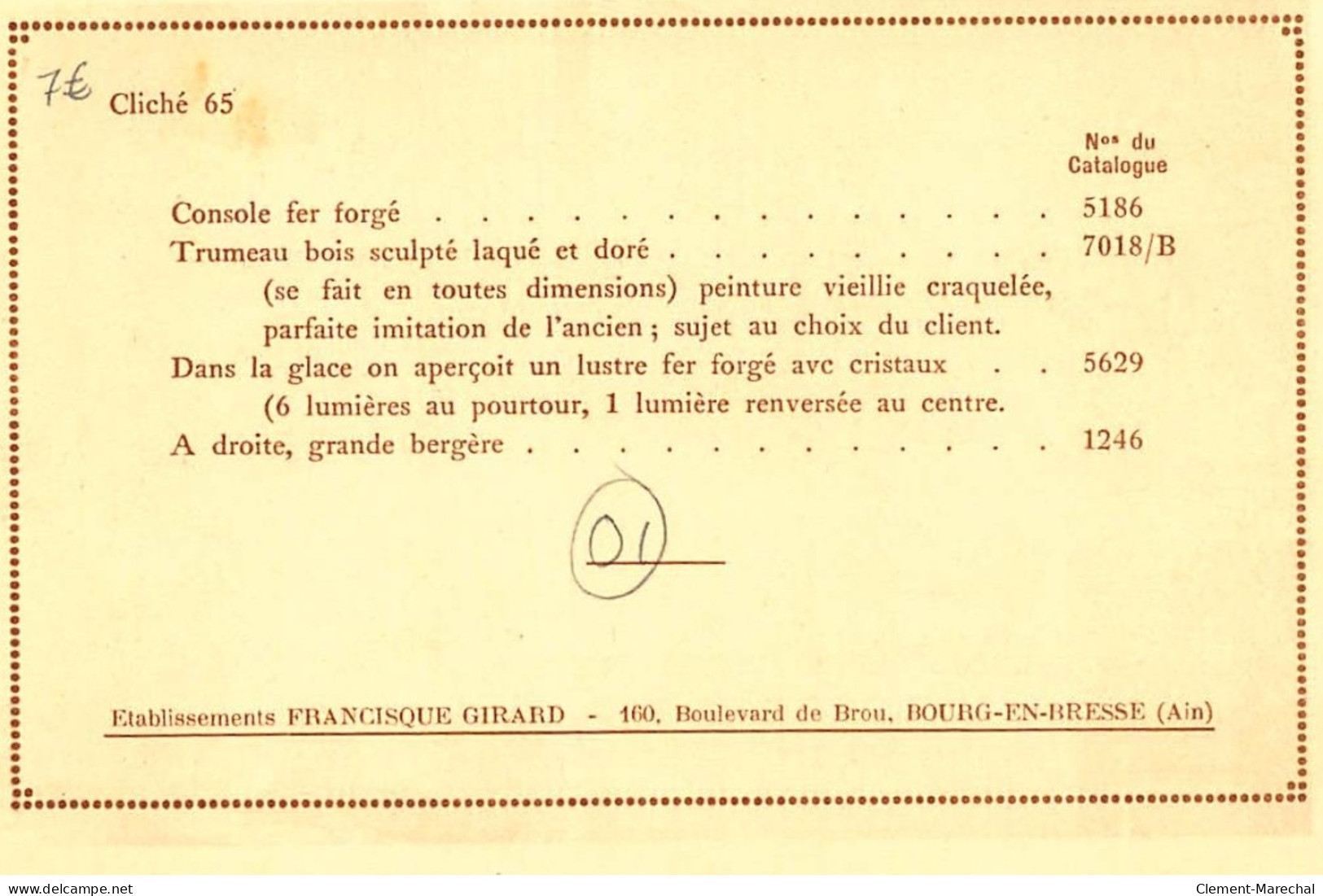BOURG-en-B4RESSE : Console Et Trumeau, Cliché 65 - Tres Bon Etat - Other & Unclassified