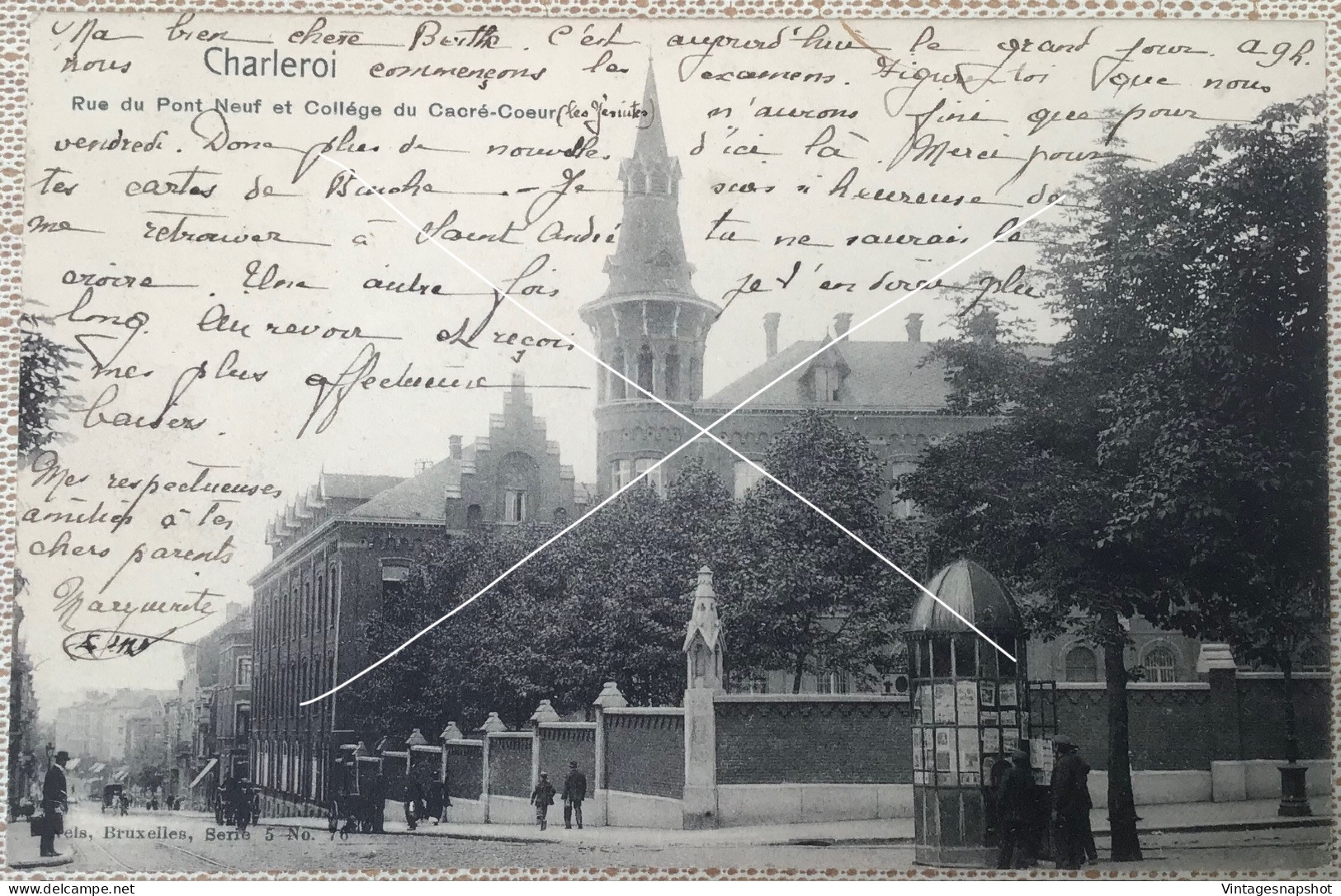 CHARLEROI Rue Du Pont Neuf Et Collège Du Sacré-Coeur CP Animée Postée En 1905 - Charleroi
