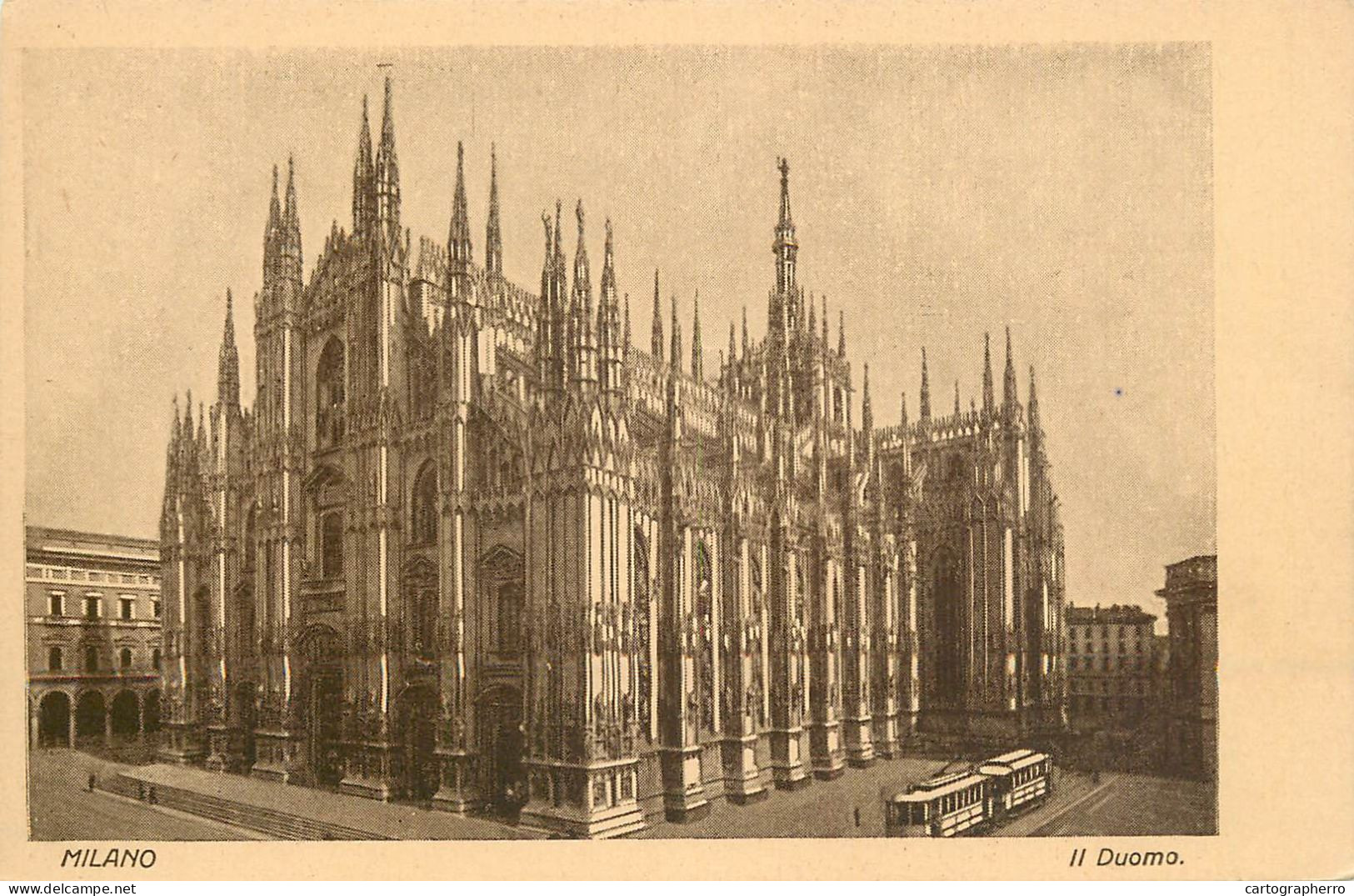 Postcard Italy Milano Duomo Tram - Milano (Milan)