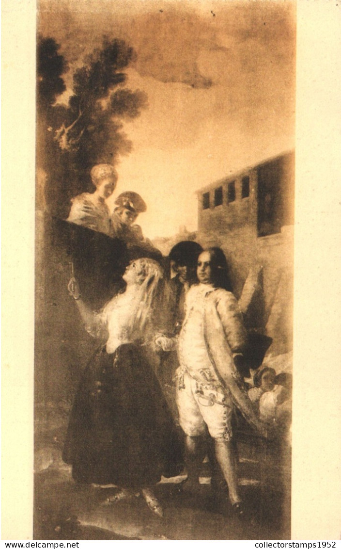 PAINTING, FINE ARTS, GOYA, THE SOLDIER AND THE LADY, WOMEN, PRADO, MADRID, SPAIN, POSTCARD - Paintings