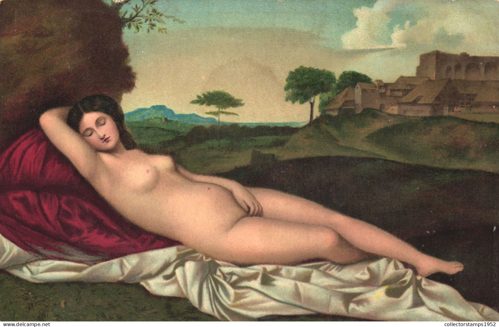 PAINTING, FINE ARTS, SLEEPING VENUS, GIORGLONE, WOMAN, ARCHITECTURE, DRESDEN, GERMANY, POSTCARD - Peintures & Tableaux