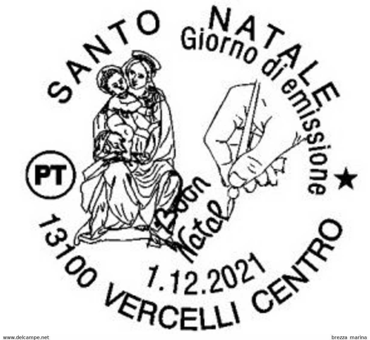 ITALIA - Usato - 2021 - Natale - Madonna Del Cane, Di Bernardino Lanino - In Trono Con S.Bernardino E S.Francesco - B - 2021-...: Gebraucht