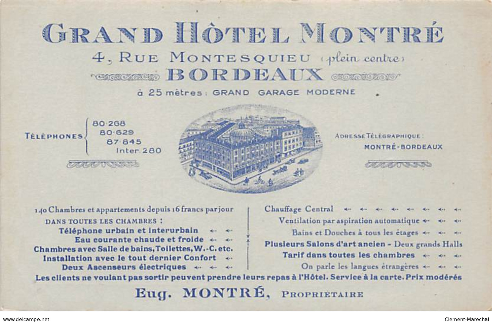 BORDEAUX - Grand Hôtel Montré - Très Bon état - Bordeaux