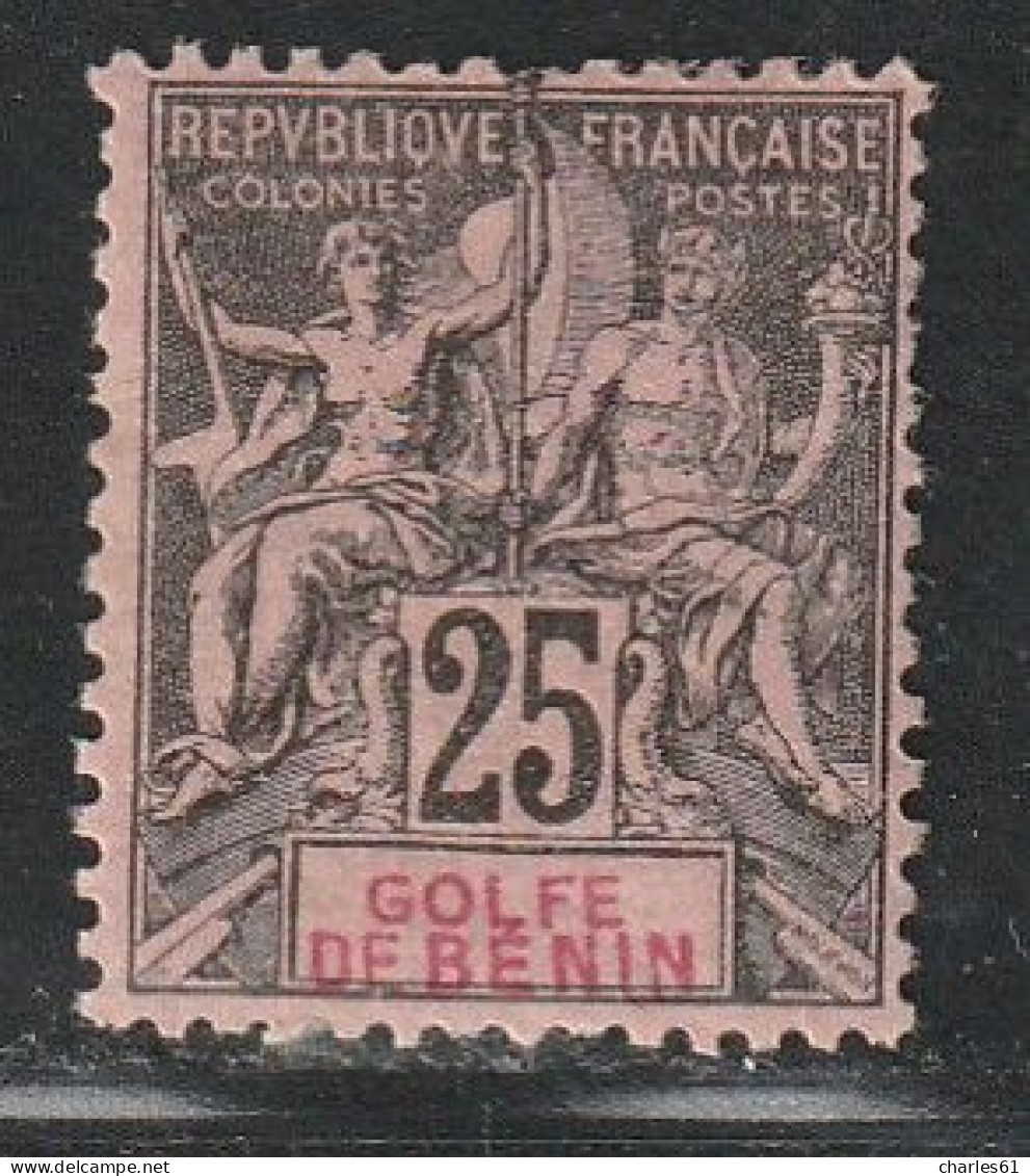 BENIN - N°27 * (1893) 25c Noir Sur Rose - Unused Stamps
