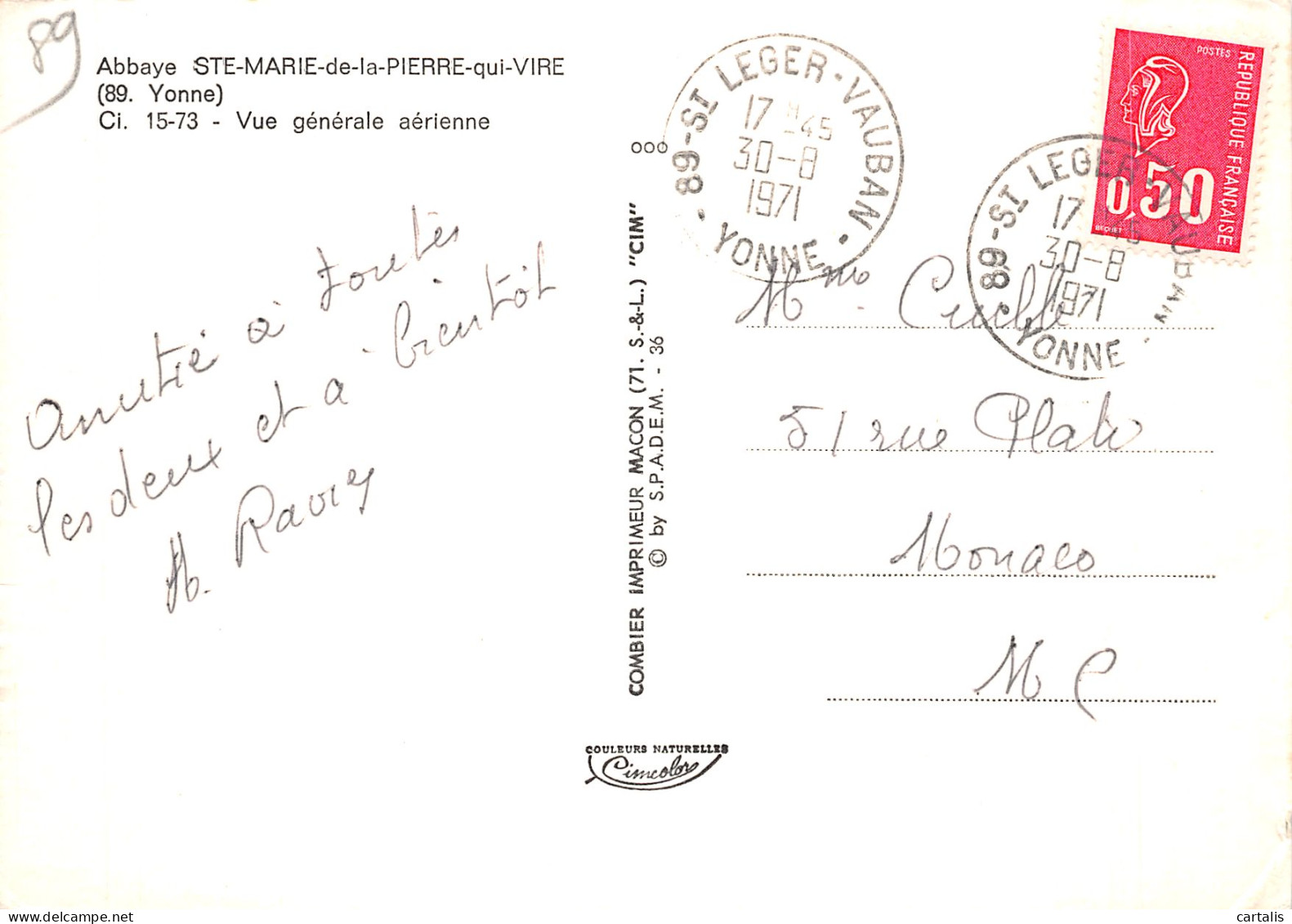 89-ABBAYE DE LA PIERRE QUI VIRE-N°4204-D/0067 - Other & Unclassified