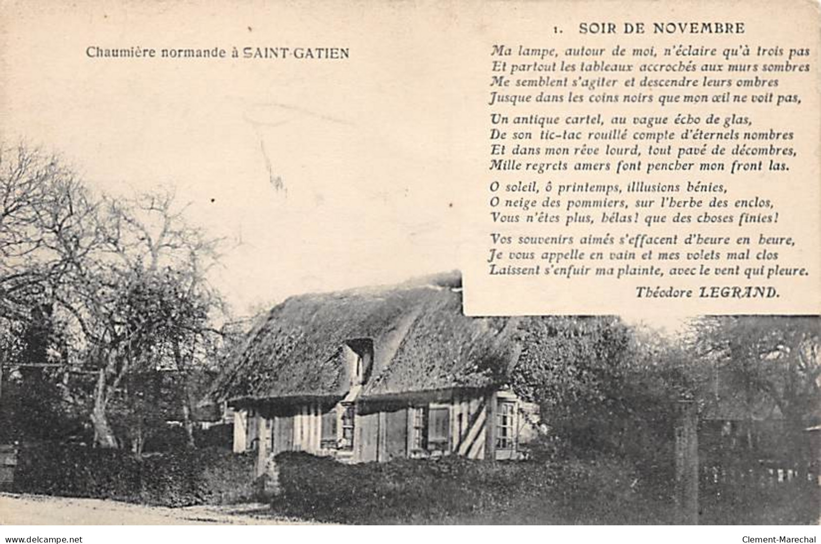 Chaumière Normande à SAINT GATIEN - Soir De Novembre, Théodore Legrand - Très Bon état - Other & Unclassified