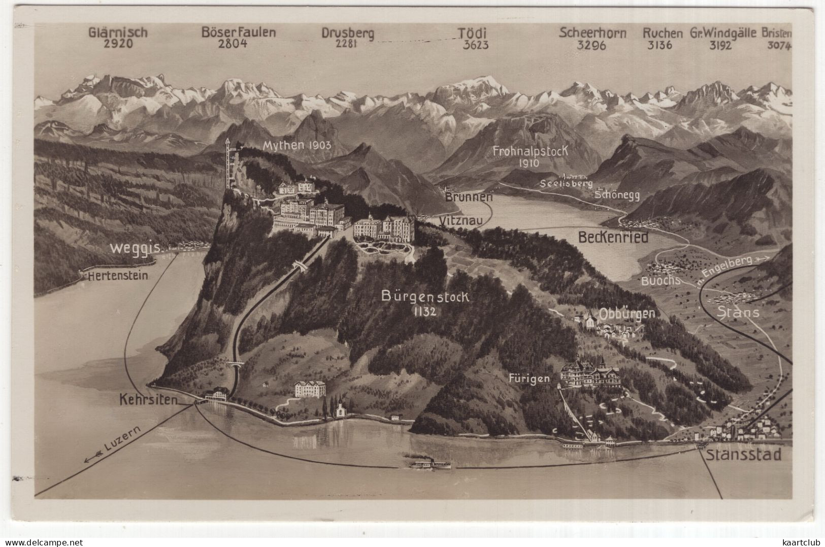 Stansstadt, Weggis, Burgenstock, Mythen Usw. - (Schweiz/Suisse/Switzerland) D 4055 - Stansstad