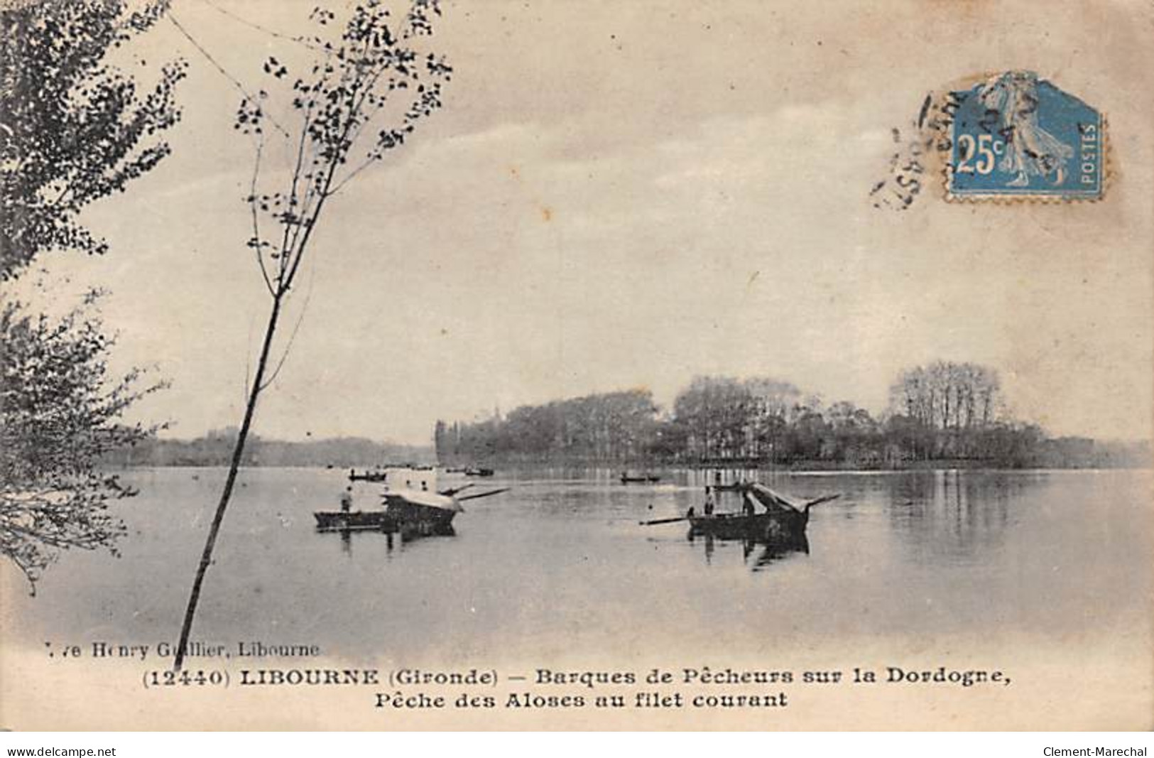 LIBOURNE - Barques De Pêcheurs Sur La Dordogne - Pêche Des Aloses Au Filet Courant - Très Bon état - Libourne
