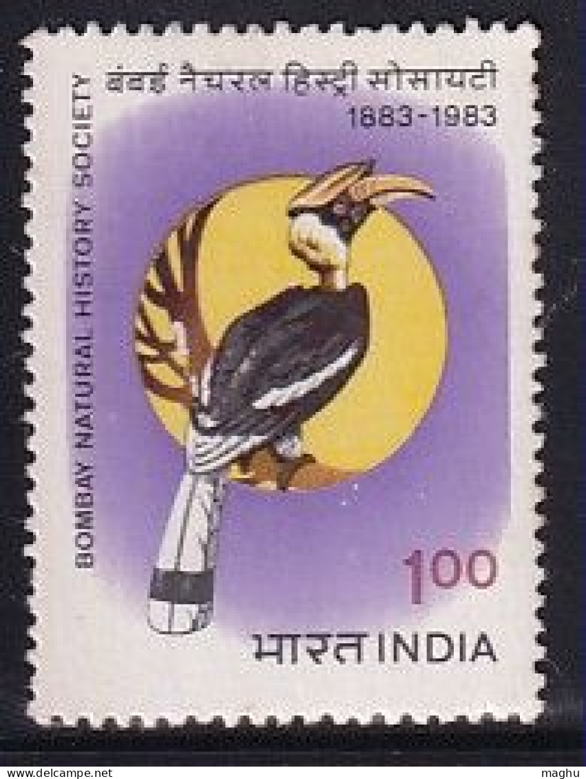 India MH 1983, Cent., Of Bombay Natural History Society, Bird, Great Indian Hornbil. - Unused Stamps