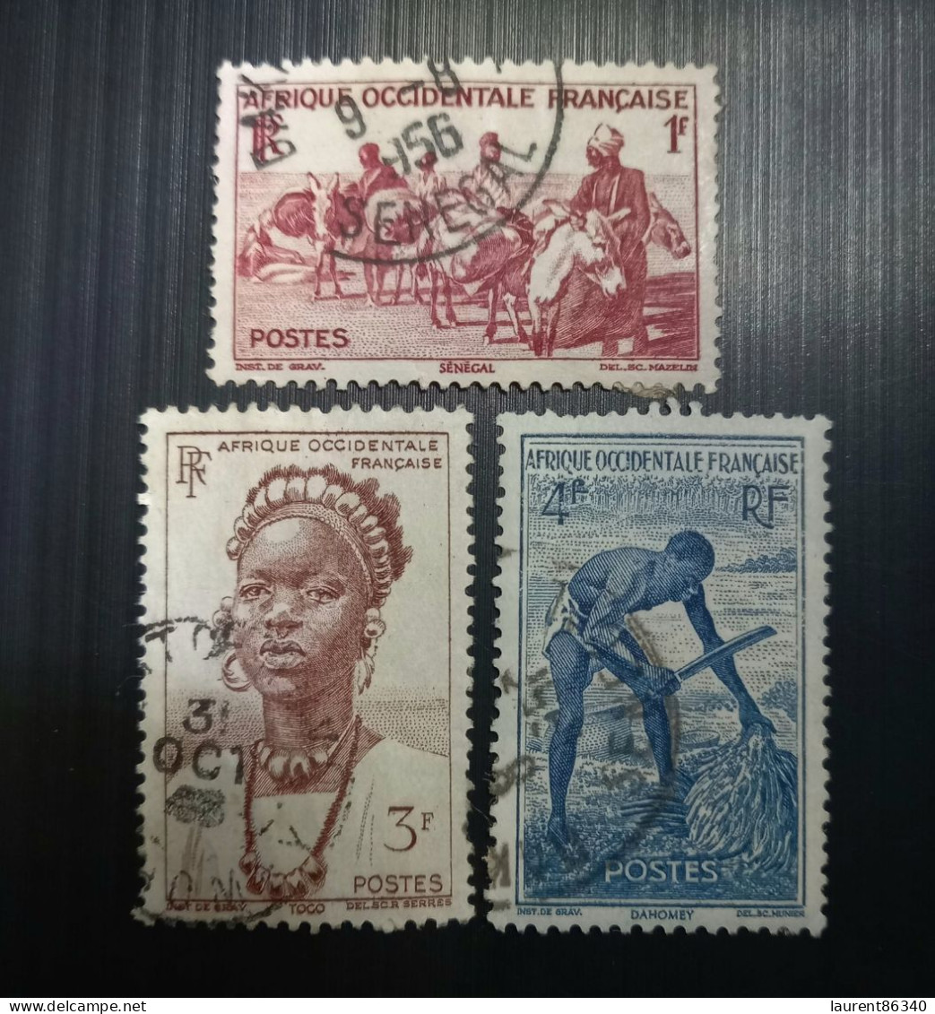 Afrique Occidentale Française 1947 Local Motives Modèle: Dist. De Grav Gravure: Del. Sc. Mazelin Lot 2 - Oblitérés