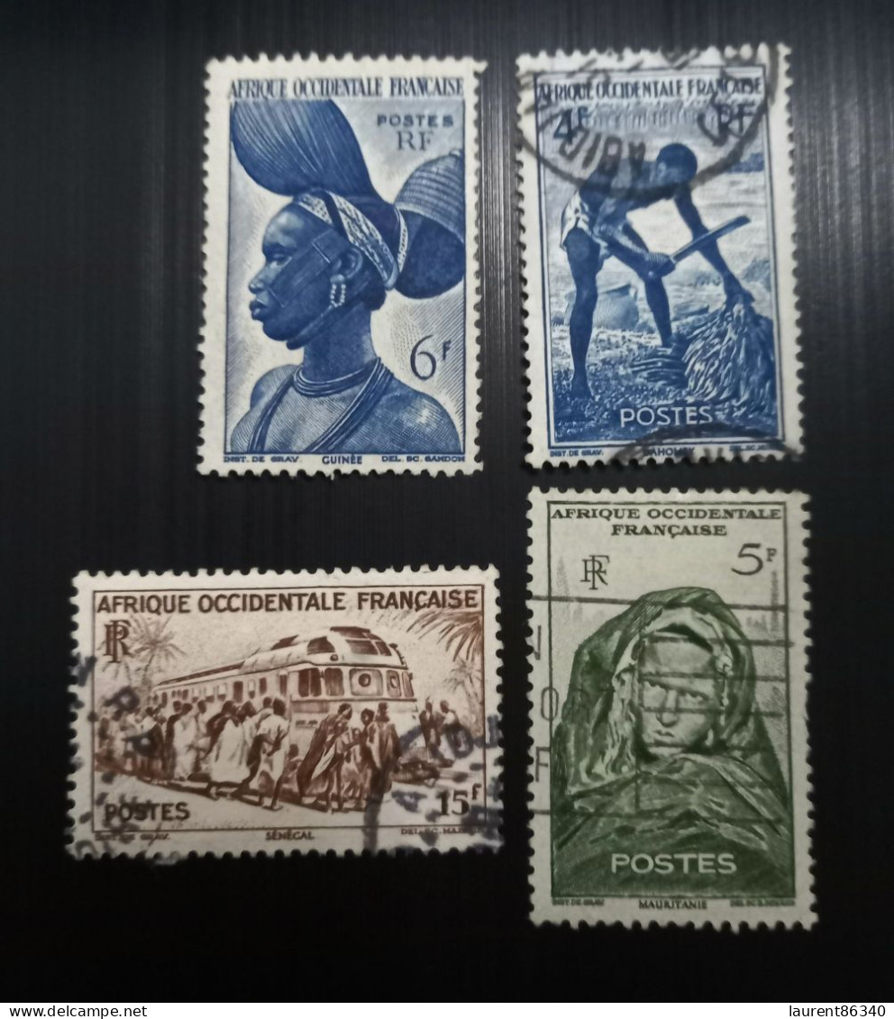Afrique Occidentale Française 1947 Local Motives Modèle: Dist. De Grav Gravure: Del. Sc. Mazelin Lot 3 - Oblitérés