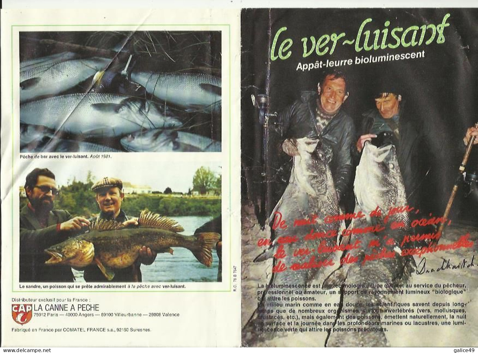 Dépliant Publicitaire " Le Ver Luisant  " - Pêche - 4 Pages 15 Cm X 21 Cm - Signature Albert Drachkovitch - Pesca