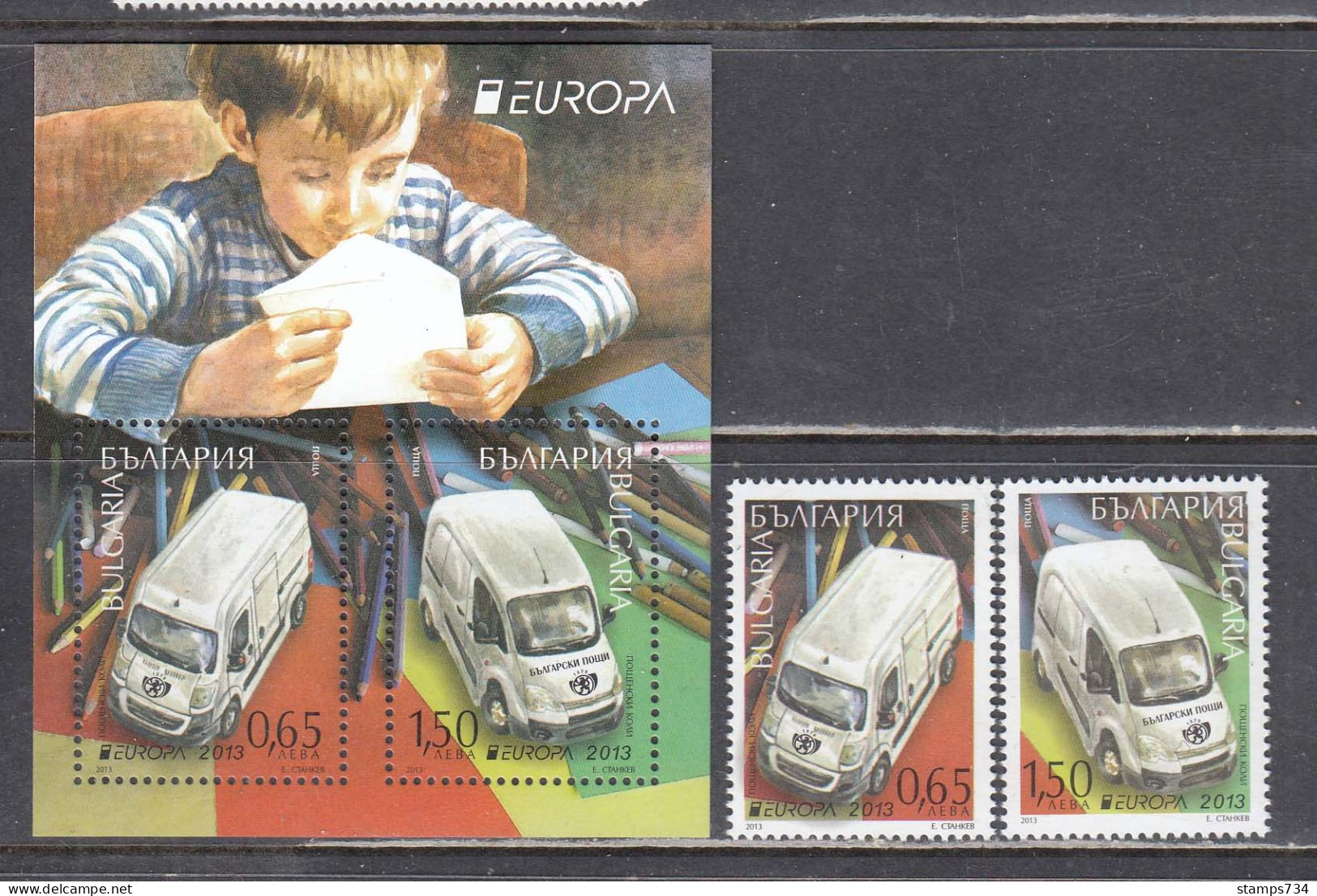 Bulgaria 2013 - EUROPA: Postal Vehicles, Mi-Nr. 5092/93+Bl. 370, MNH** - Unused Stamps