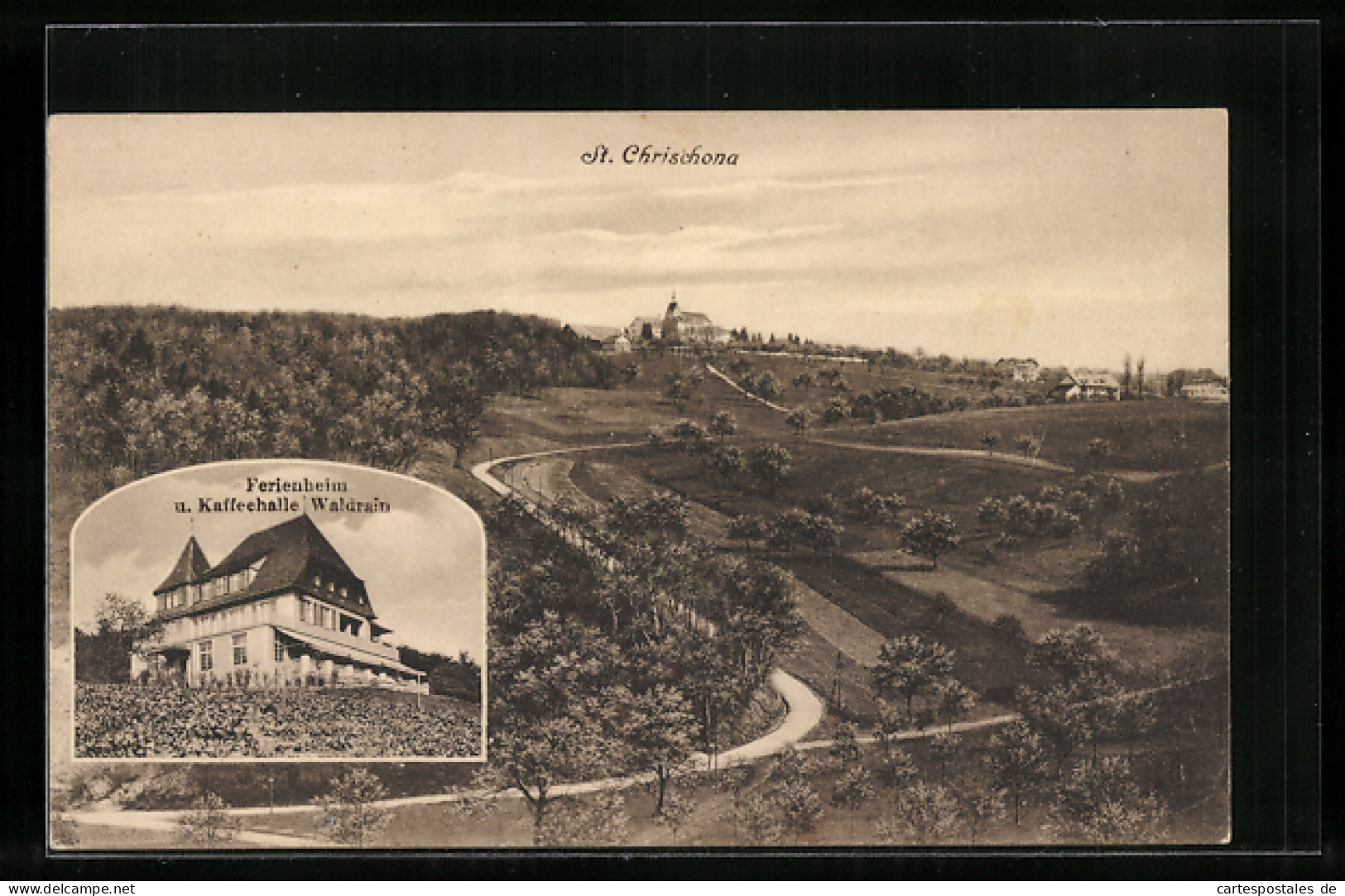 AK St. Chrischona, Blick Zum Ferienheim U. Kaffeehalle Waldrain  - Autres & Non Classés