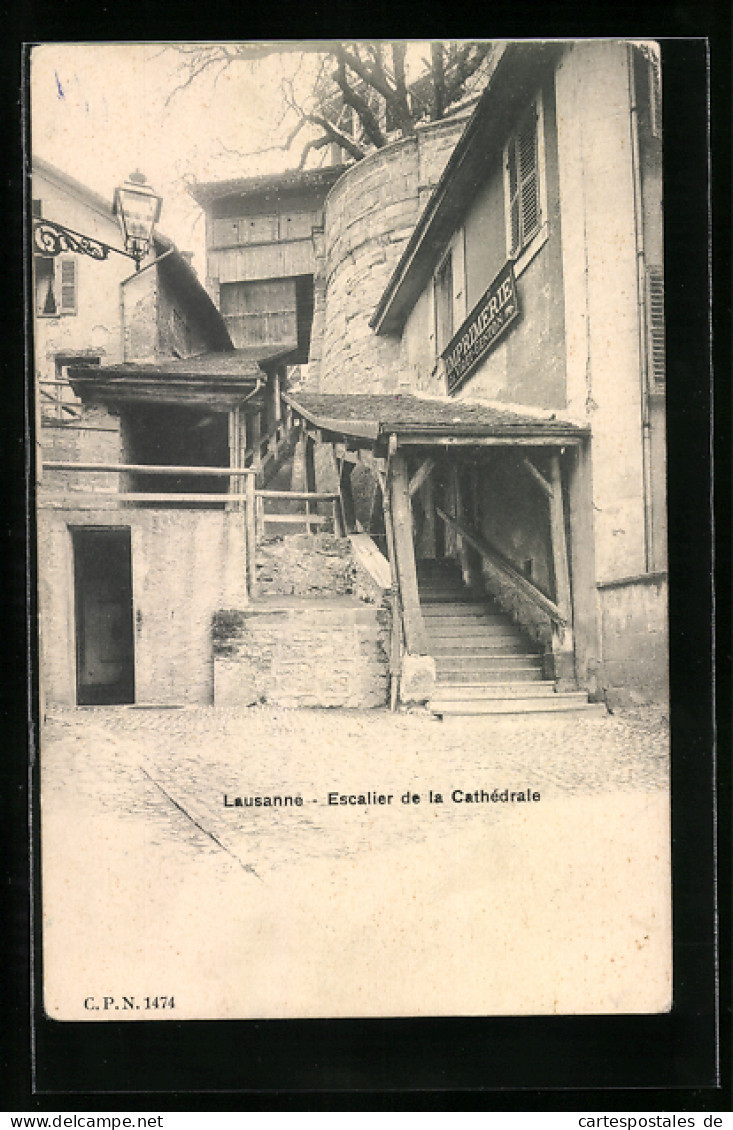 AK Lausanne, Escalier De La Cathédrale  - Lausanne