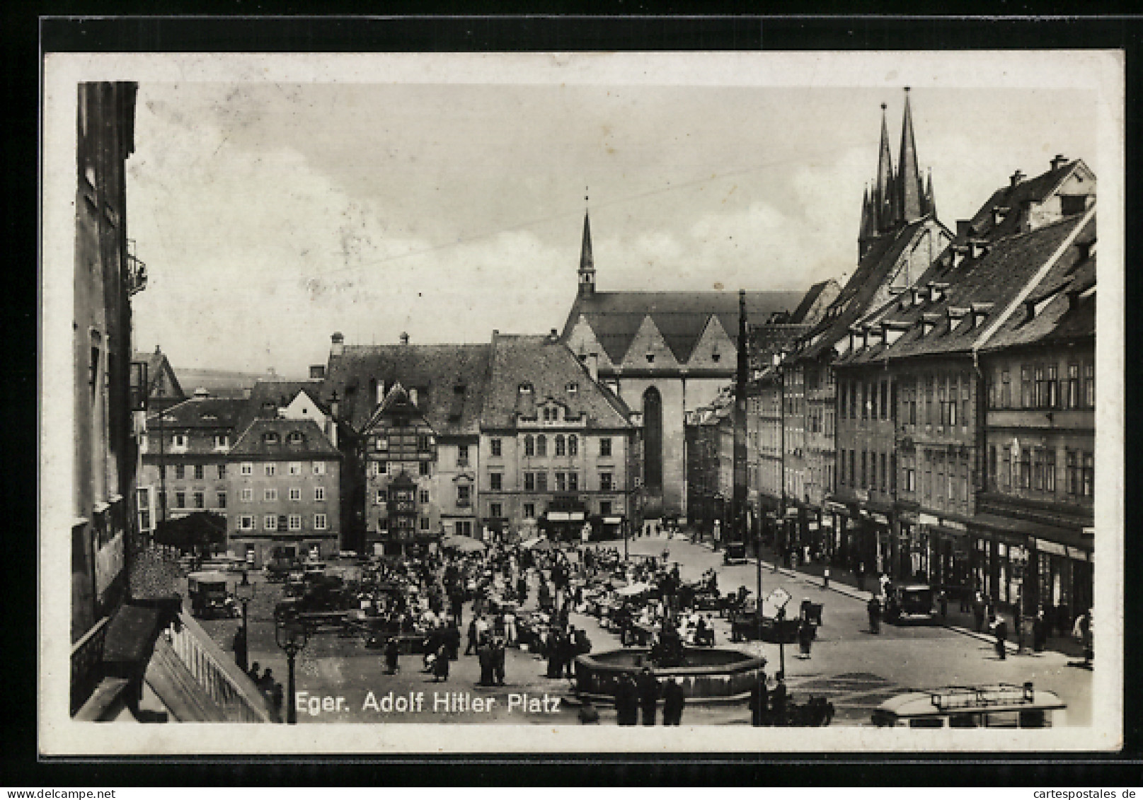 AK Eger, Adoldf Platz Mit Brunnen  - Czech Republic