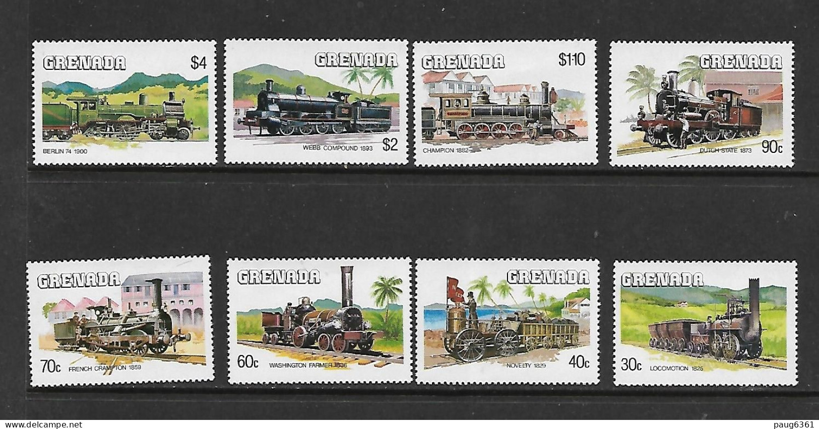 GRENADE 1984 TRAINS YVERT N°1197/1204 NEUF MNH** - Treinen