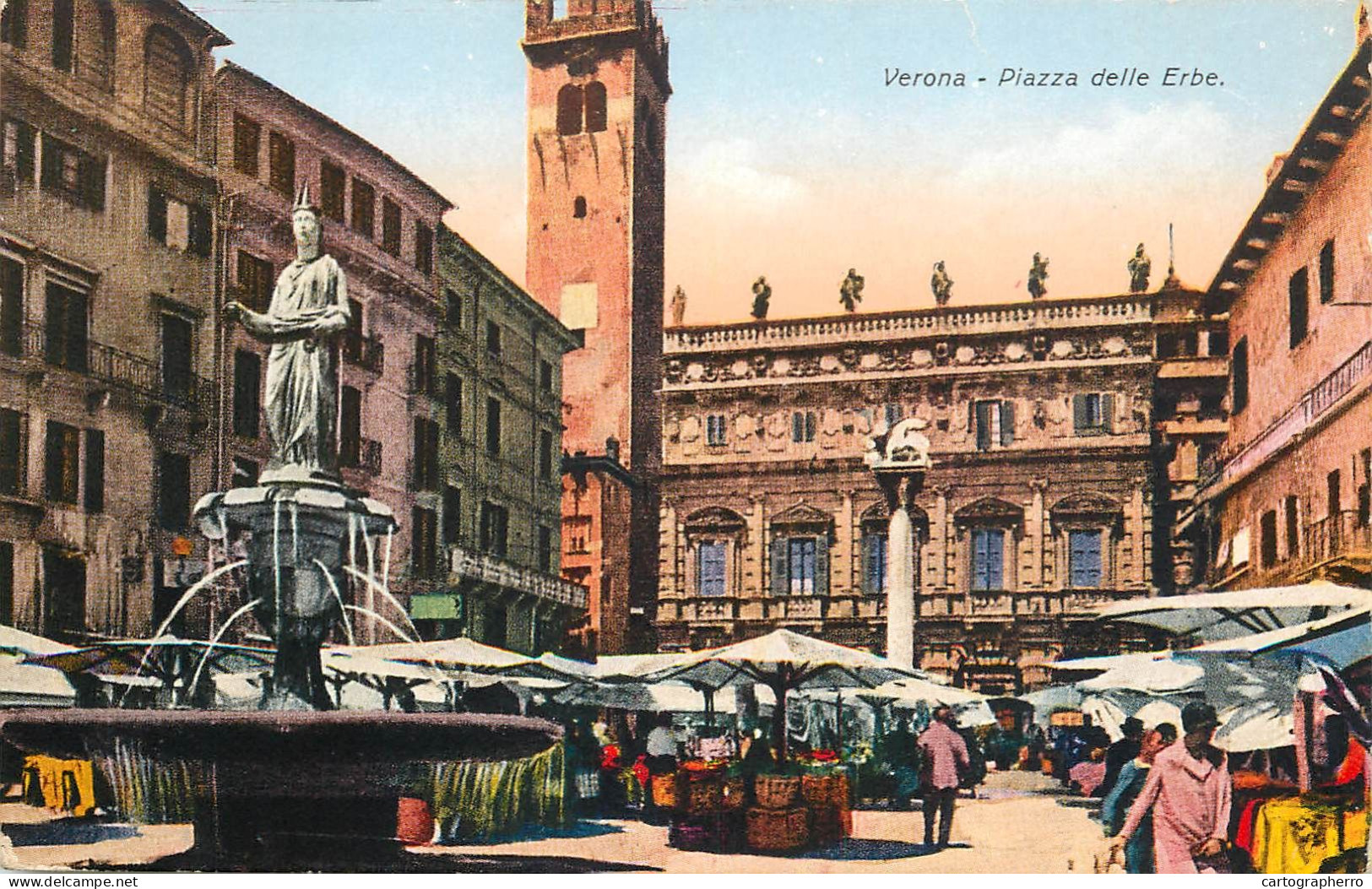 Postcard Italy Verona Piazza Delle Erbe - Verona