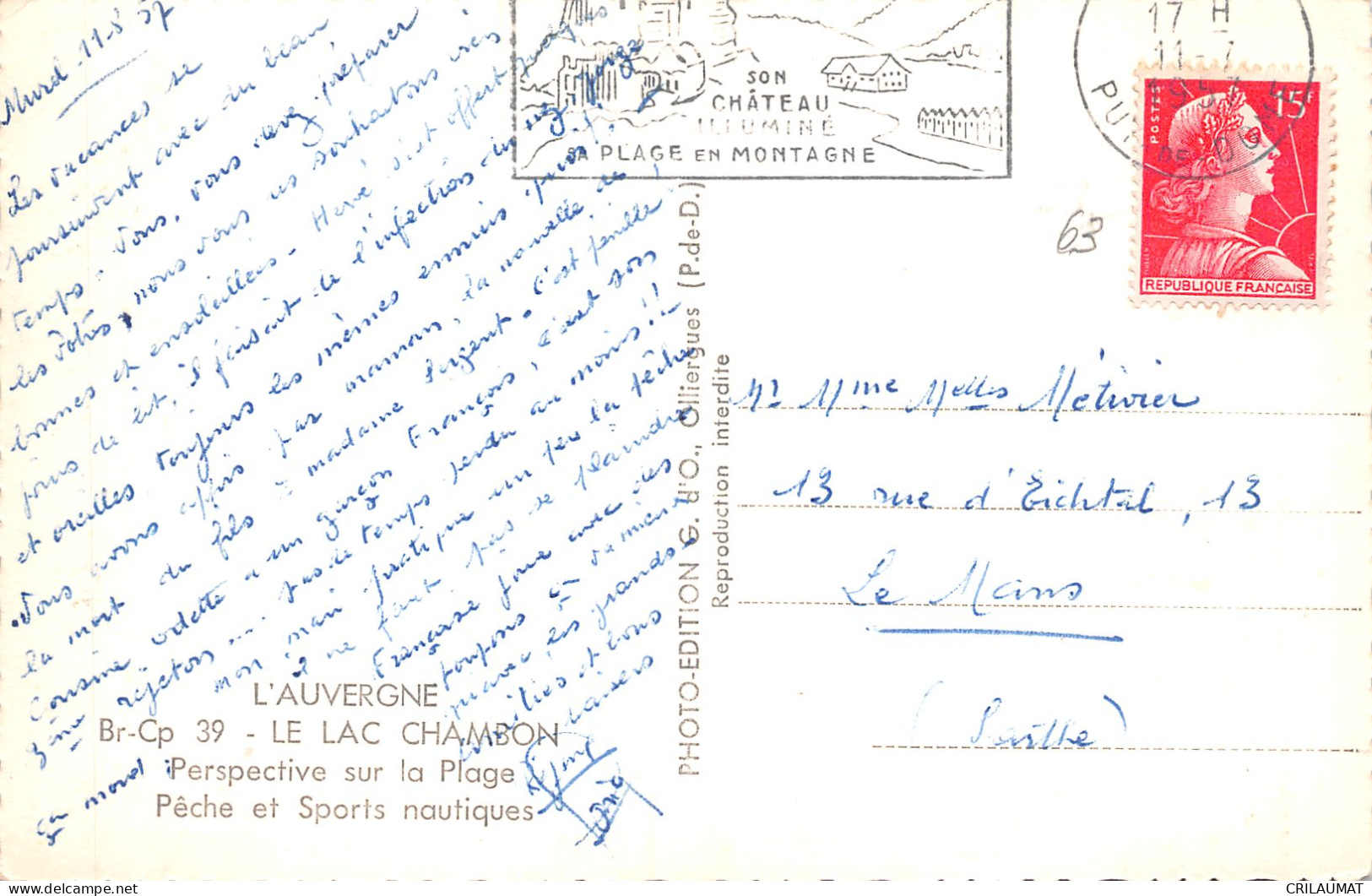 63-LAC CHAMBON-N°5154-F/0115 - Other & Unclassified