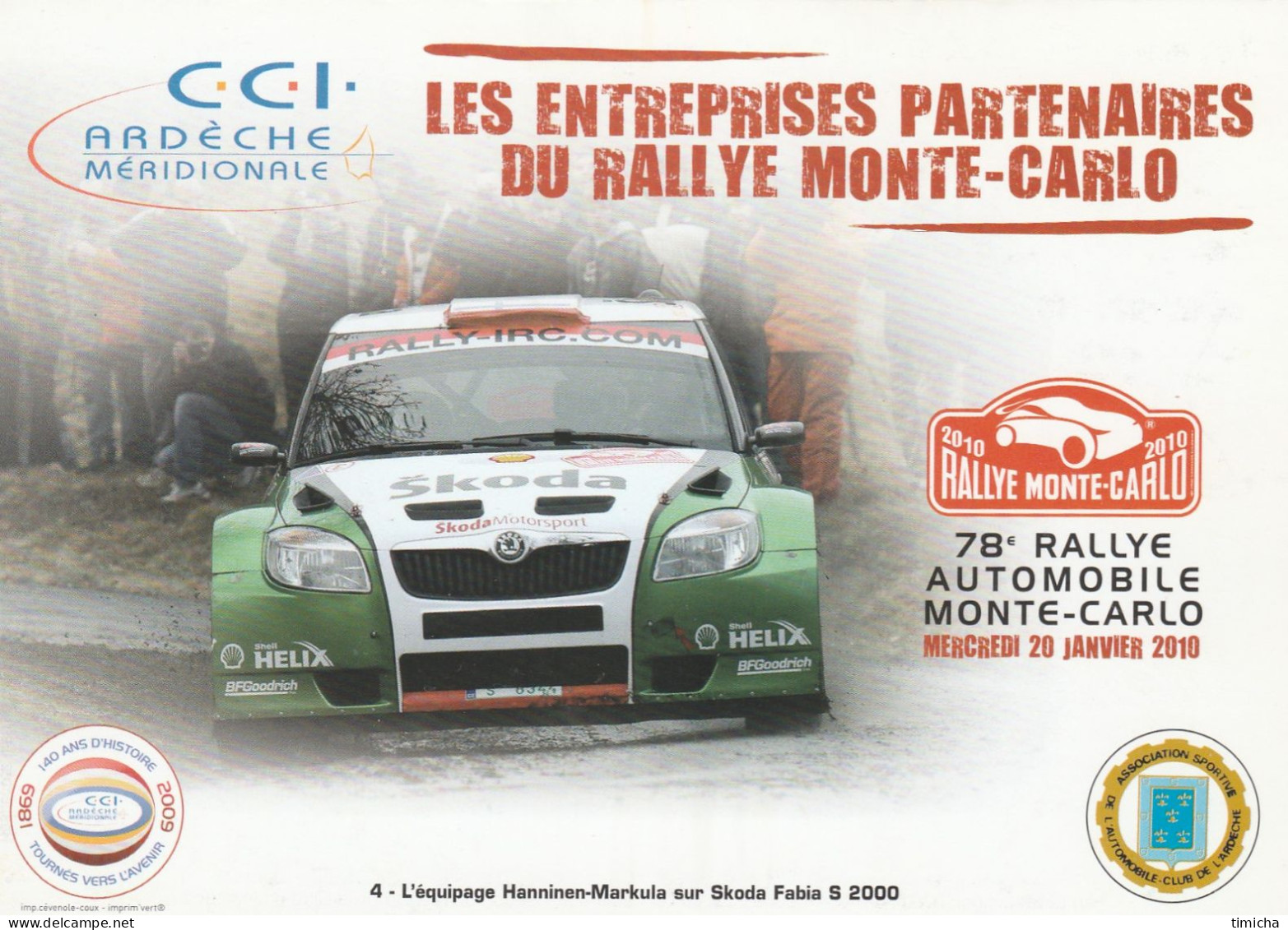 (33)   78° Rallye De Monté-Carlo - Hanninen-Marcula Sur Skoda Fabia S 2000 - 20 Janvier 2010 - Rallye