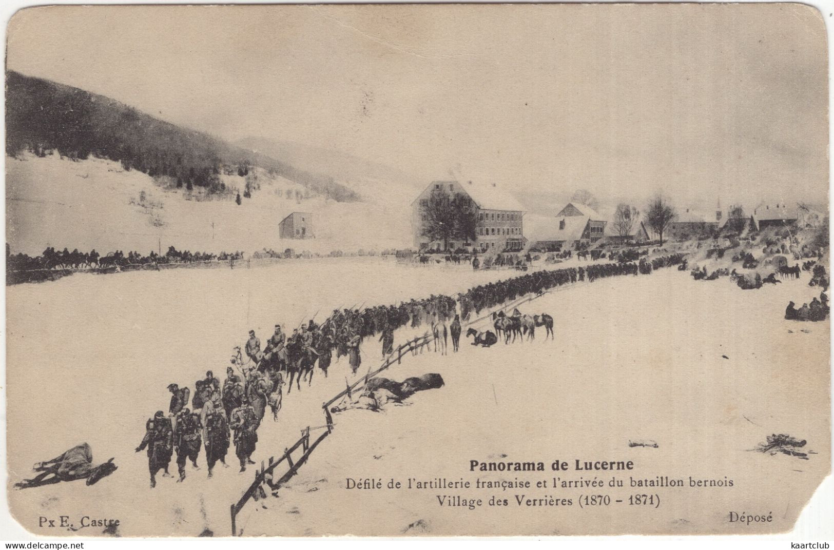 Panorama De Lucerne - Défilé De L'artillerie Francoise Et L'arrivée Du Bataillon Bernois - Village De Verrières 1870-71 - Luzern