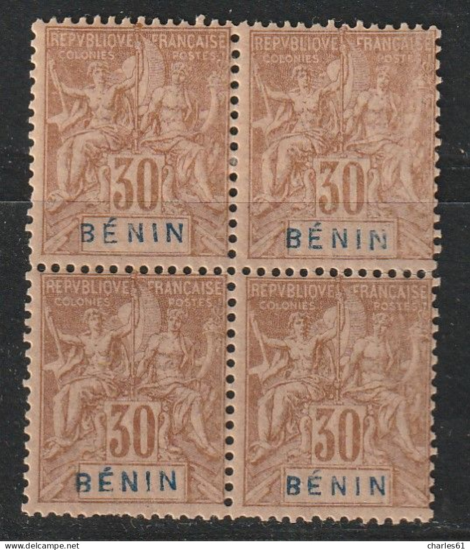 BENIN - N°41 En Bloc De 4 **/* (1894) 30c Brun - Nuevos
