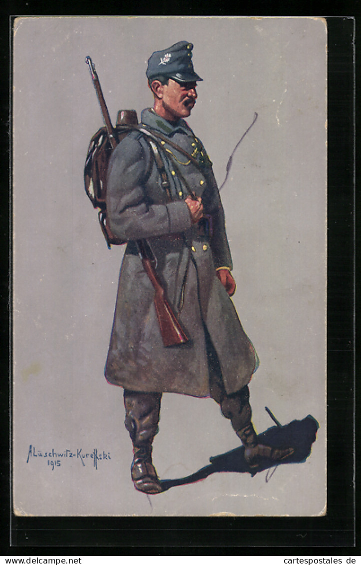 Künstler-AK Tiroler Kaiserjäger In Felduniform Mit Gewehr 1914-1915  - Sonstige & Ohne Zuordnung