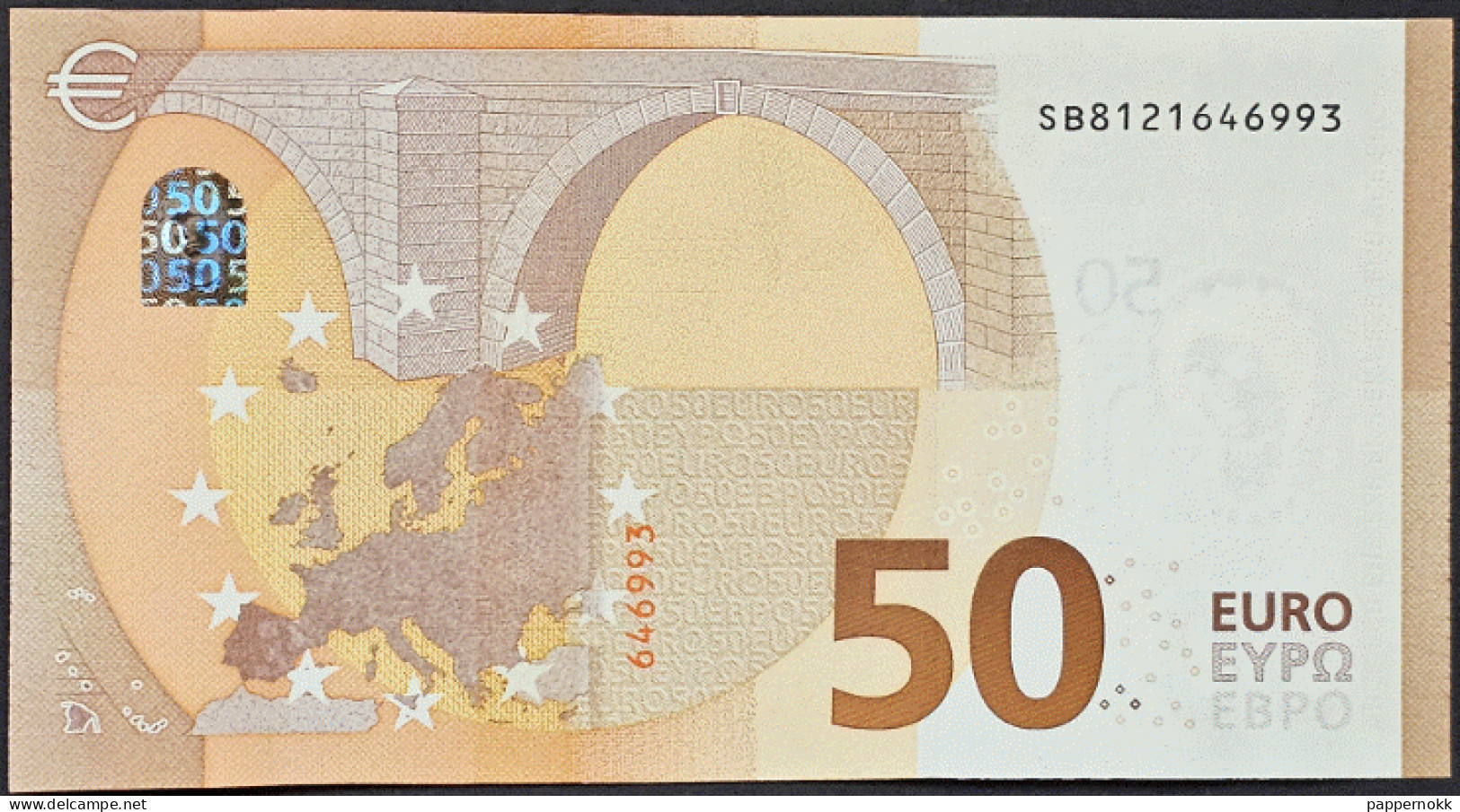 50 Euro Italia S006 H4 - SB8121646975/984/993. Tre Banconote FDS/UNC.  Draghi - 50 Euro