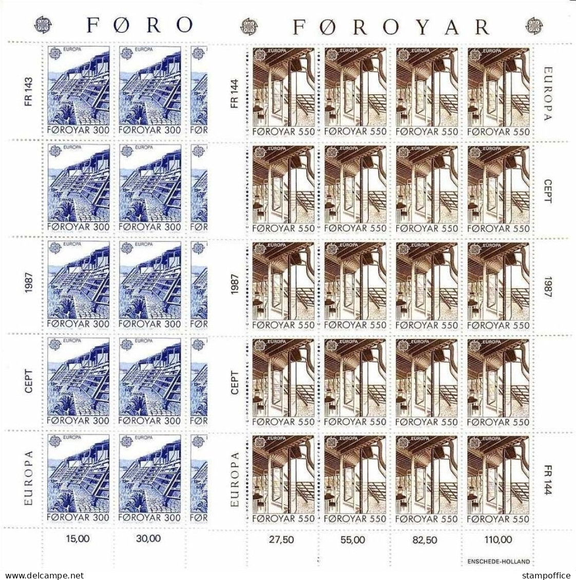 FÄRÖER MI-NR. 149-150 KLEINBOGENSATZ POSTFRISCH(MINT) EUROPA 1987 MODERNE ARCHITEKTUR HAUS DES NORDENS - 1987