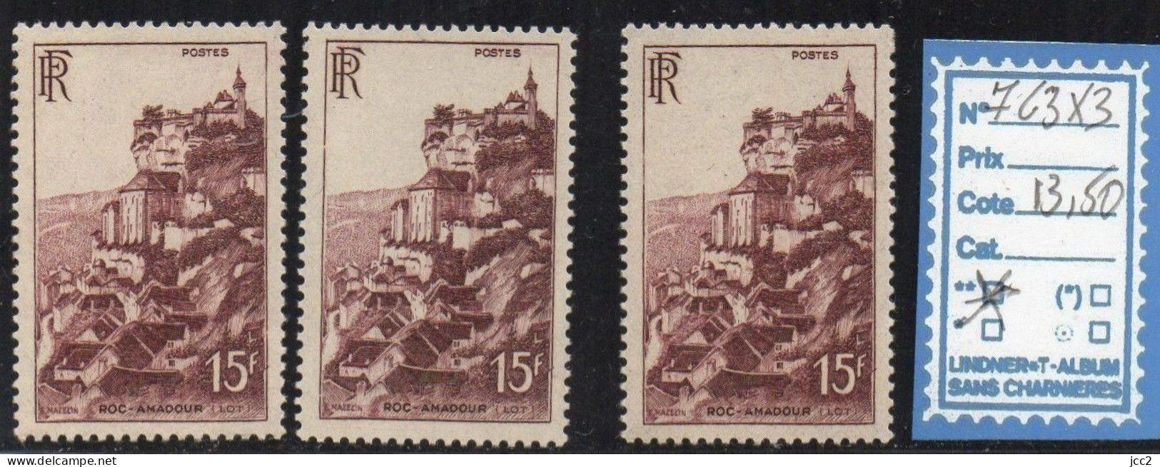 FRANCE LUXE ** - N° 763X3 - Unused Stamps