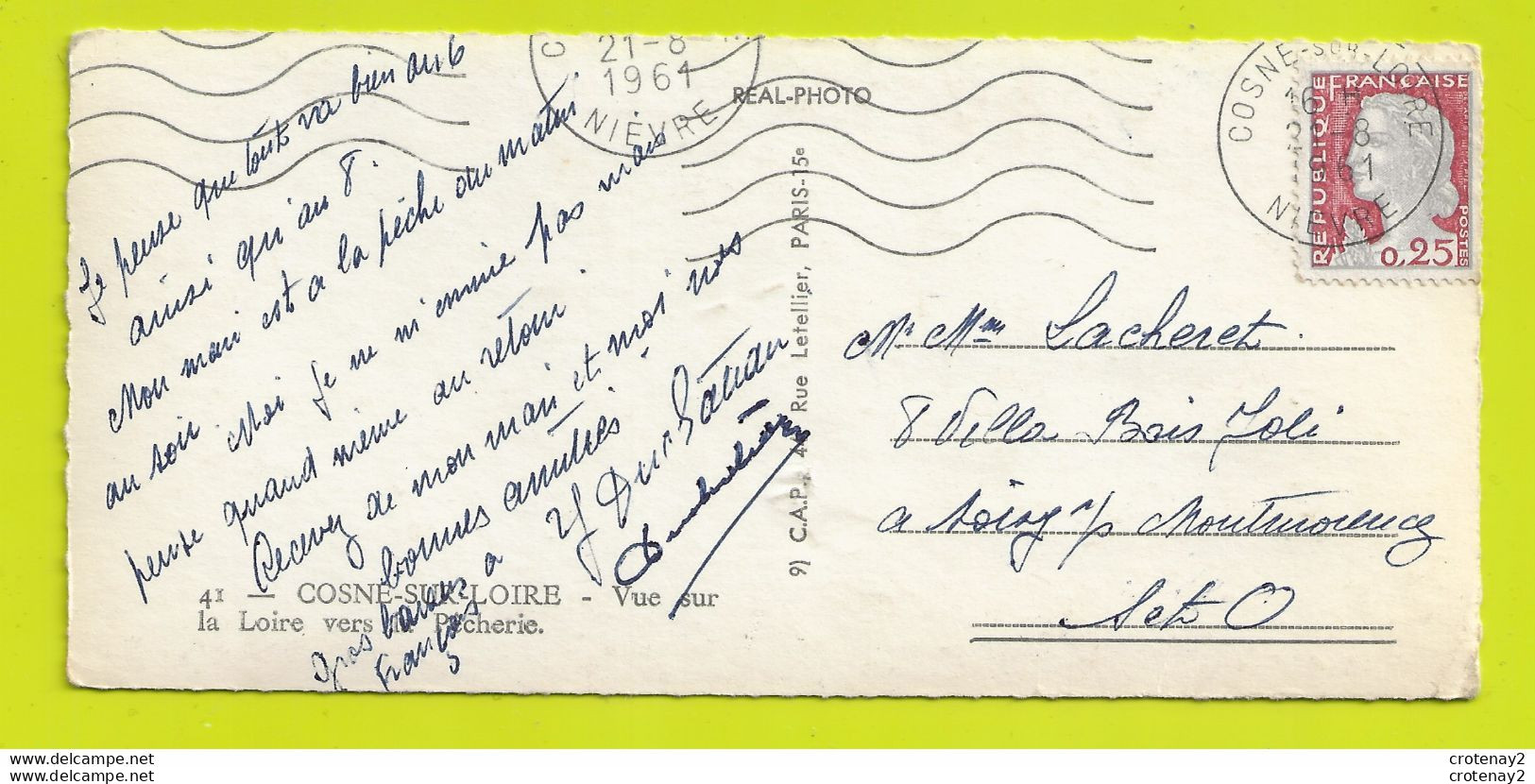 58 COSNE SUR LOIRE Mini Carte N°41 La Loire Vers La Pêcherie En 1961 Linge étendu à Gauche VOIR DOS - Cosne Cours Sur Loire