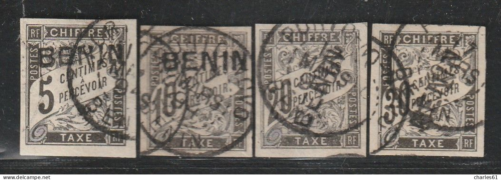 BENIN - Timbres-Taxe N°1 à 4 Obl (1894) Signé Calves - Oblitérés