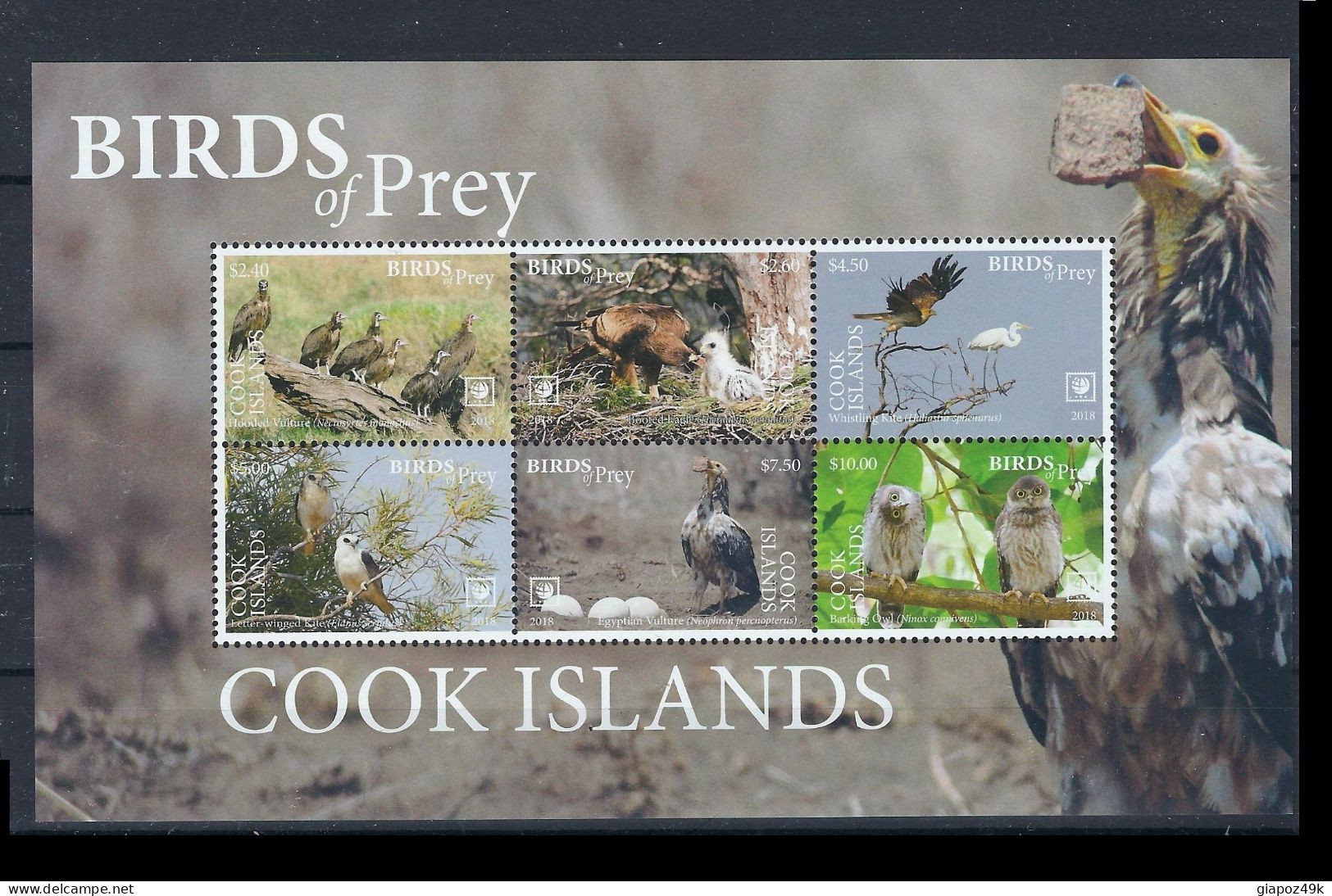 ● 2018 COOK ISLANDS ● Oceania ֍ Uccelli ֍ Birds Of Prey ● Serie Completa ** 2 BF ●  Cat. ? € ● Lotto N. 2084 ● - Cookeilanden