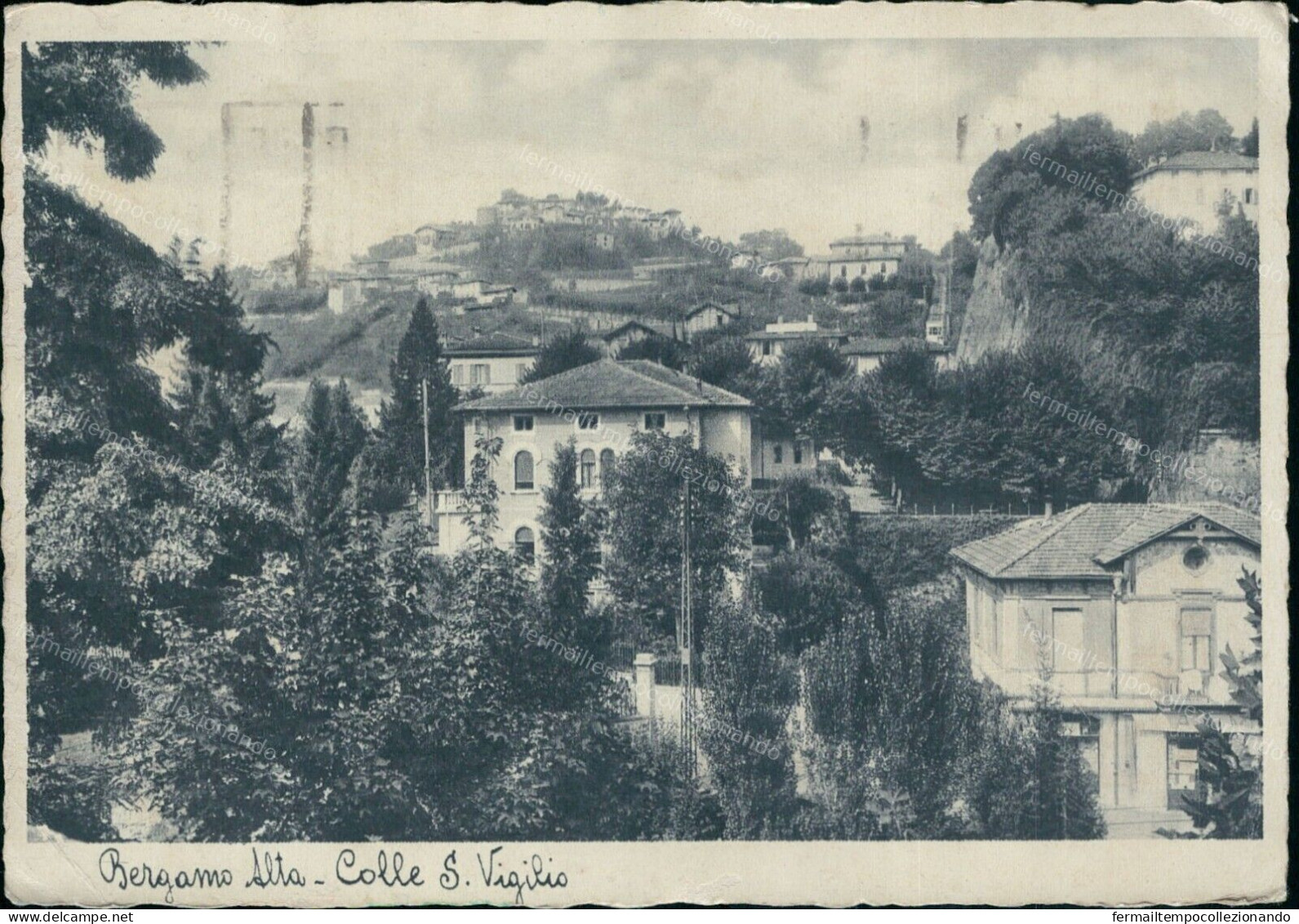 Cr335 Cartolina Bergamo Citta' Colle S.vigilio 1936 Lombardia - Bergamo