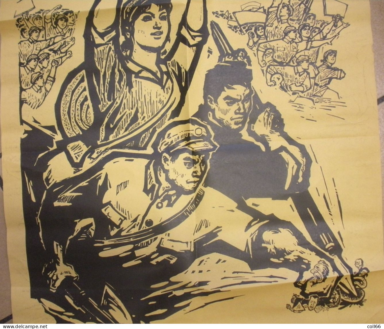 Affiche Propagande Communiste Chine Mao Anti-USA Serpent Impérialisme  51.5x76 Cm Port Franco Suivii - Historische Documenten