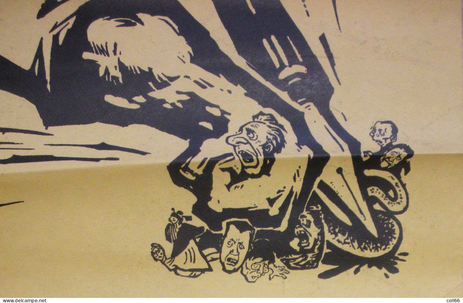 Affiche Propagande Communiste Chine Mao Anti-USA Serpent Impérialisme  51.5x76 Cm Port Franco Suivii - Documentos Históricos
